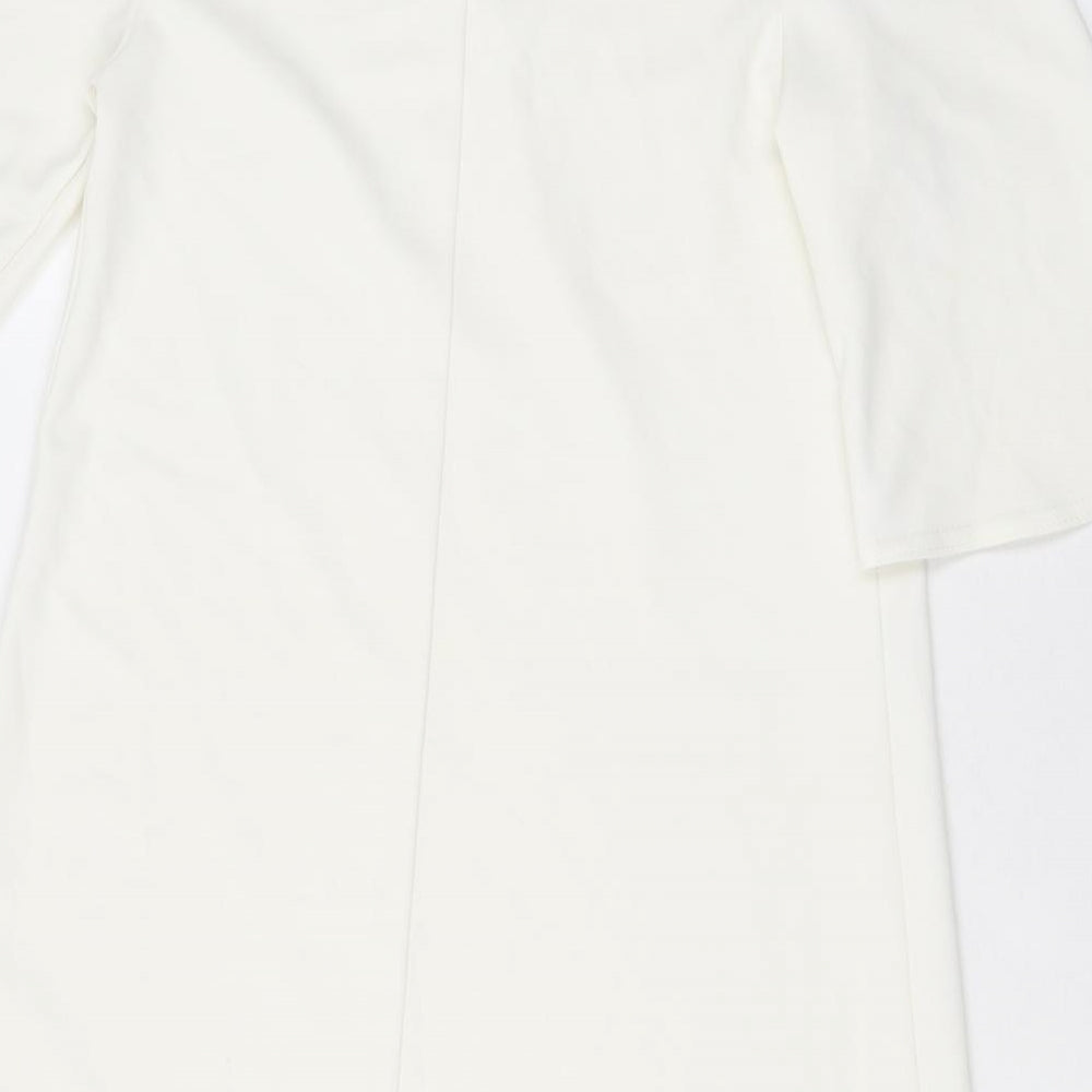 New Look Womens White Polyester Mini Size 8 Halter Pullover - Cold Shoulder