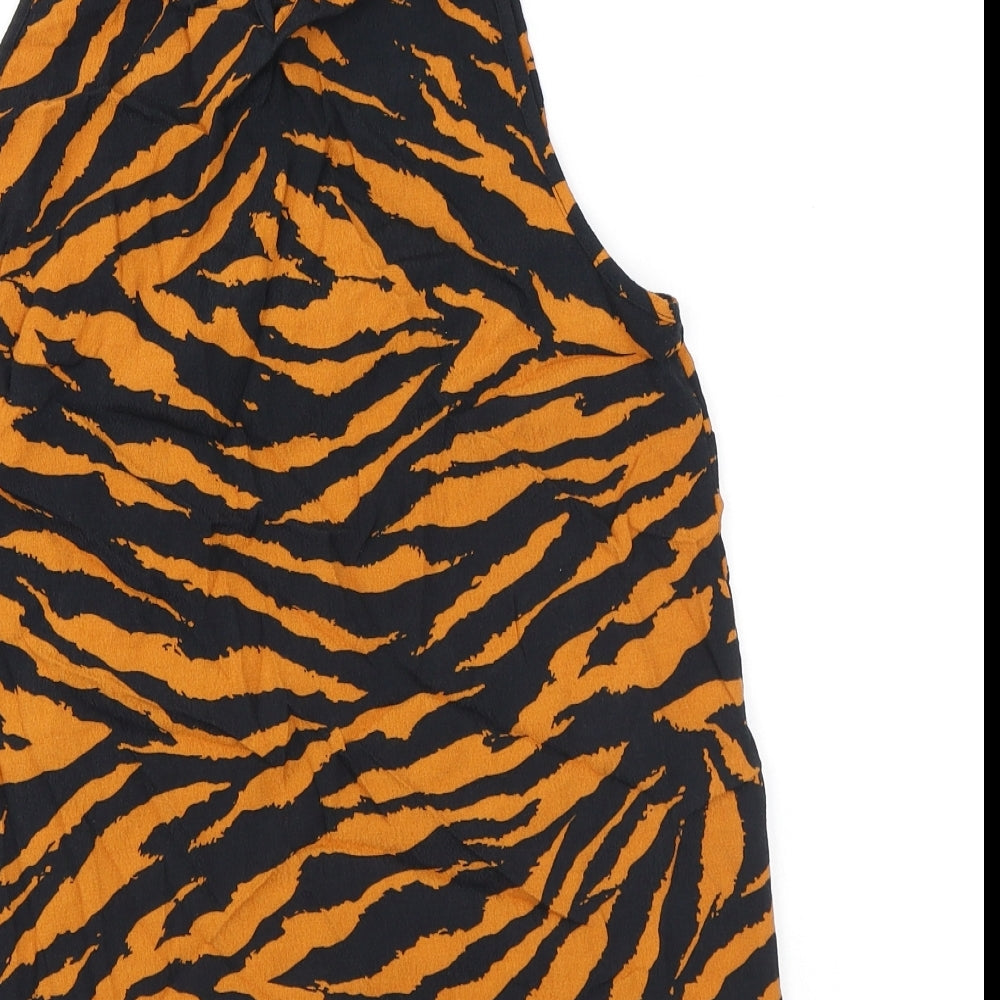 Warehouse Womens Brown Animal Print Polyester Camisole Blouse Size 14 Halter - Tiger Print