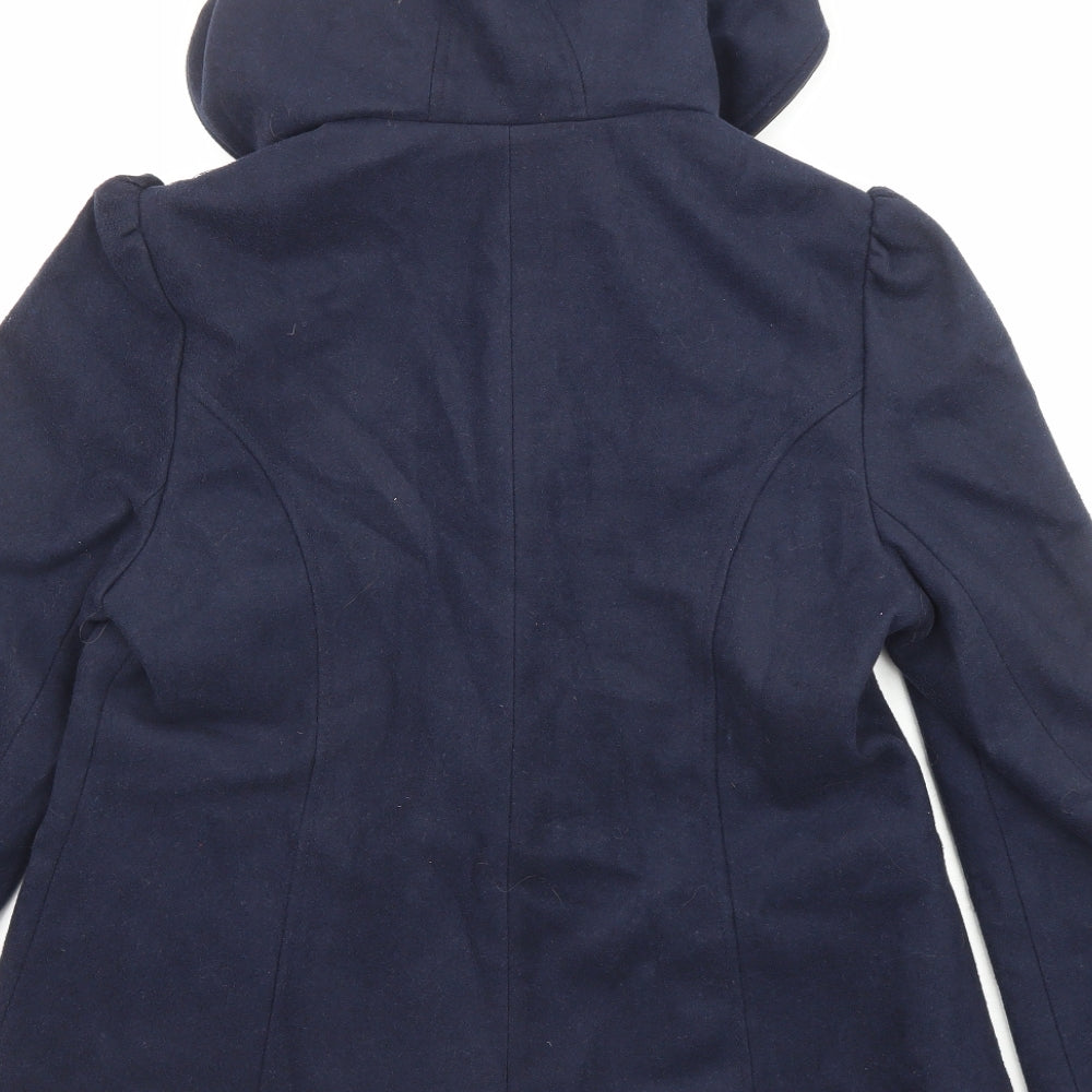 New Look Womens Blue Overcoat Coat Size 14 Button