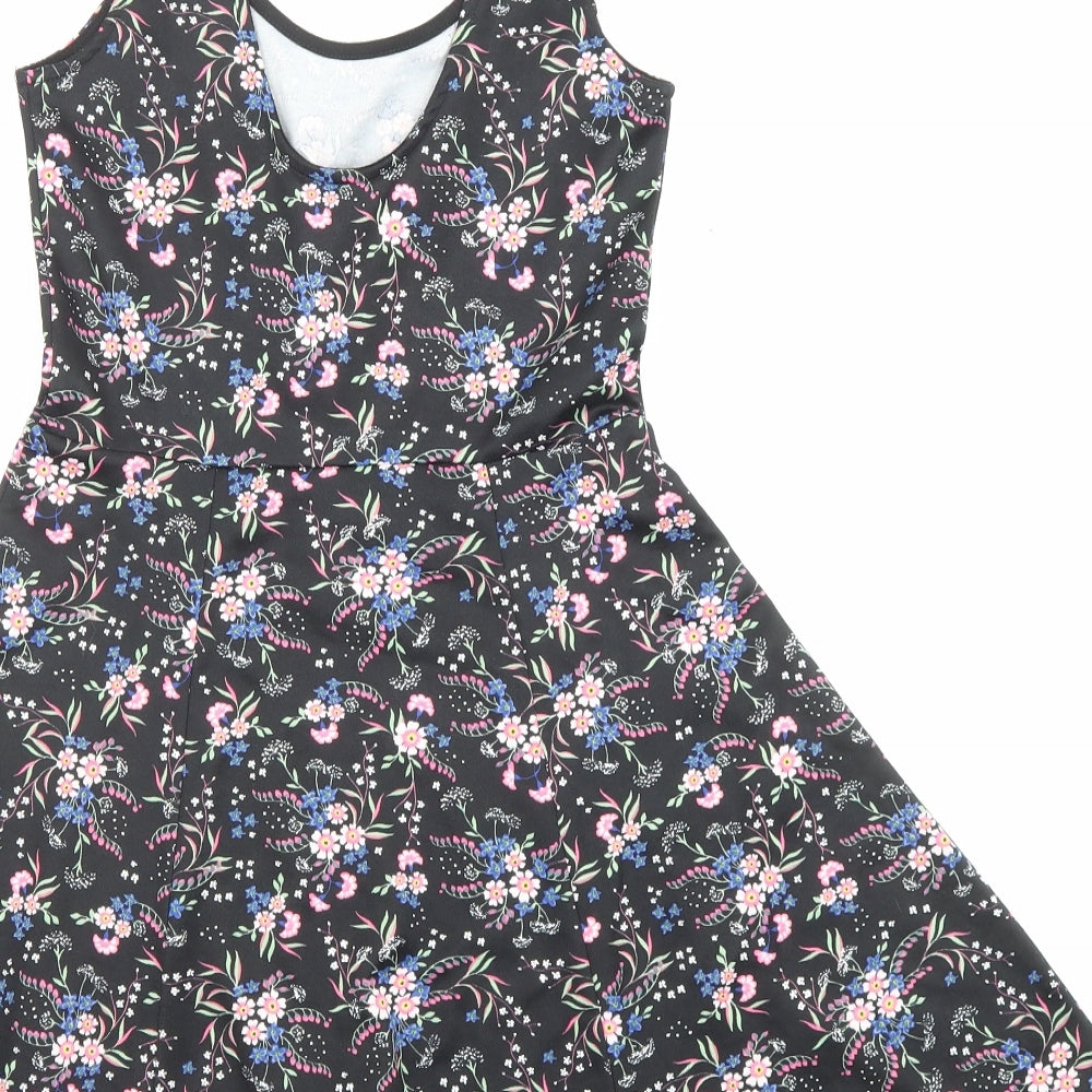 Divided by H&M Womens Black Fair Isle Polyester Fit & Flare Size 8 Roll Neck Pullover