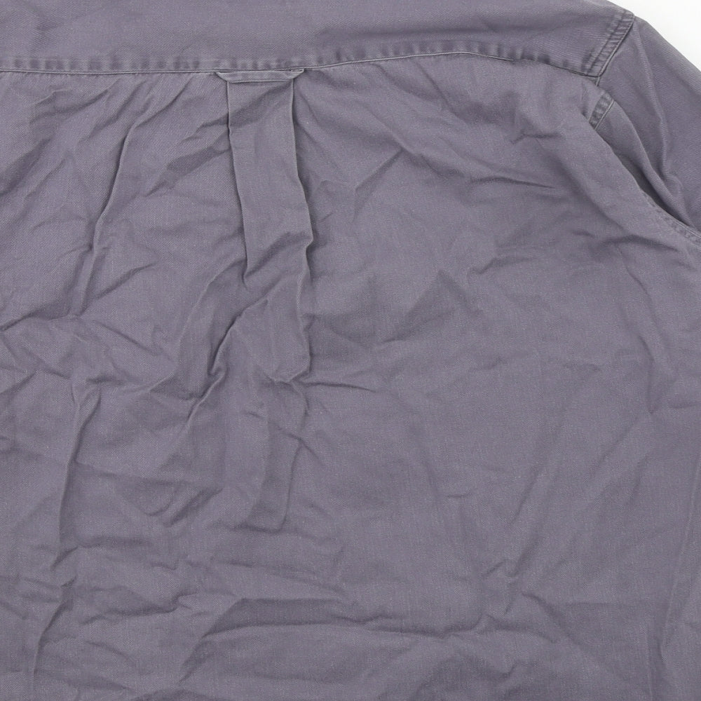 Zantos Mens Grey Cotton Button-Up Size M Collared Button - Button down collar