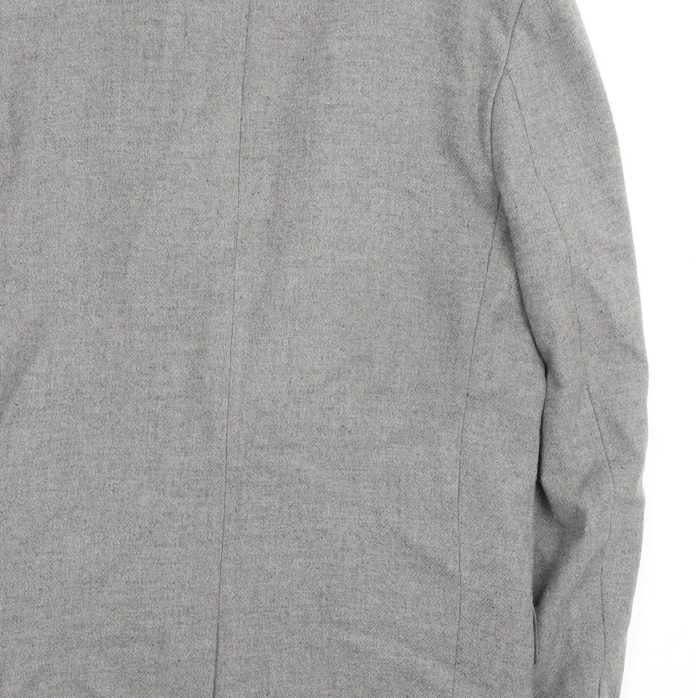 Essentials Mens Grey Wool 2 Piece Suit Jacket Size 38 Regular