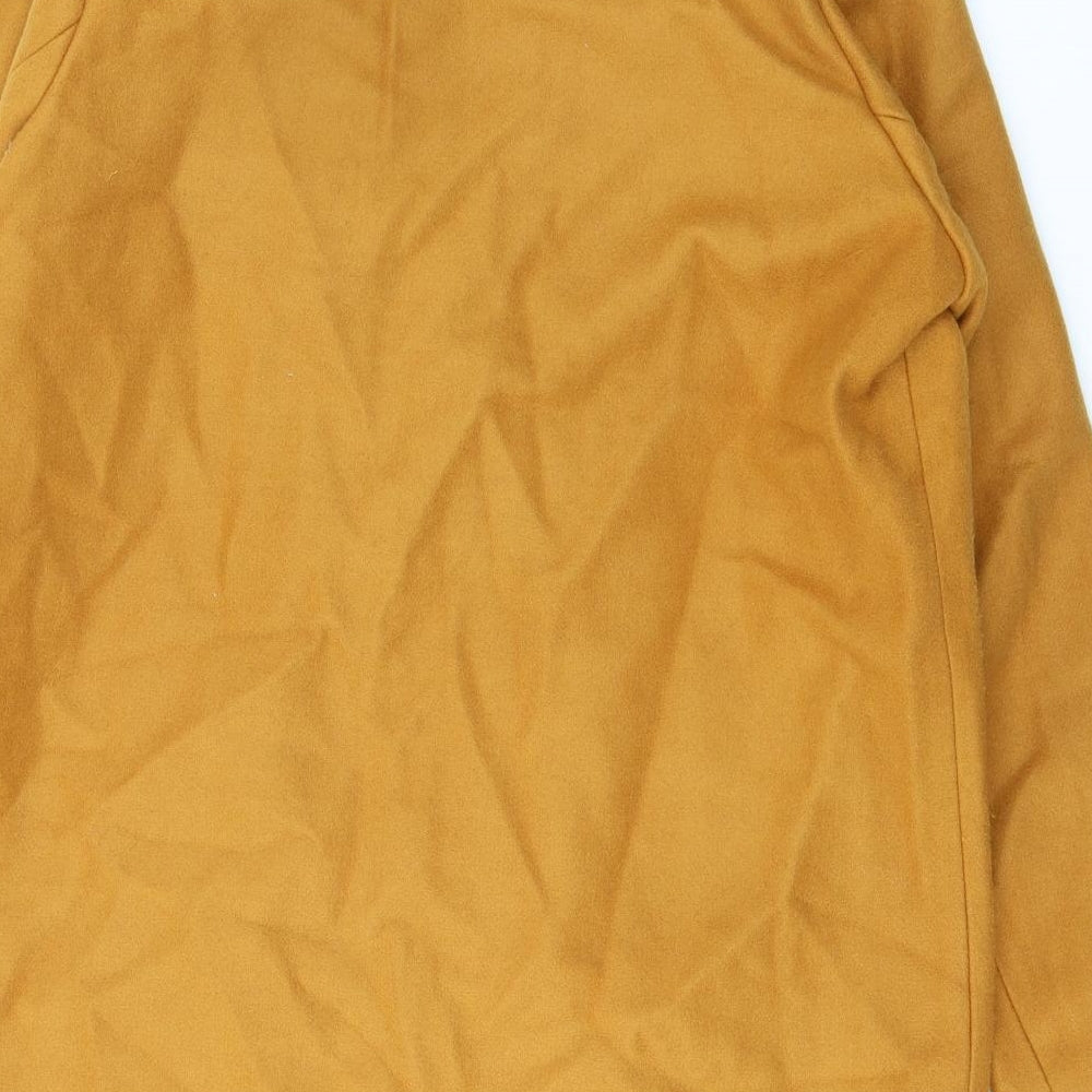 VILA Womens Yellow Overcoat Coat Size 8 Snap