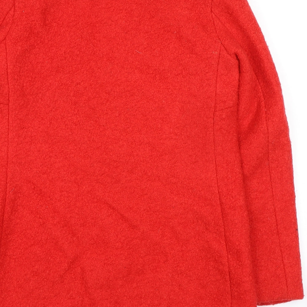 New Look Womens Red Jacket Size 10 Zip - Collarless