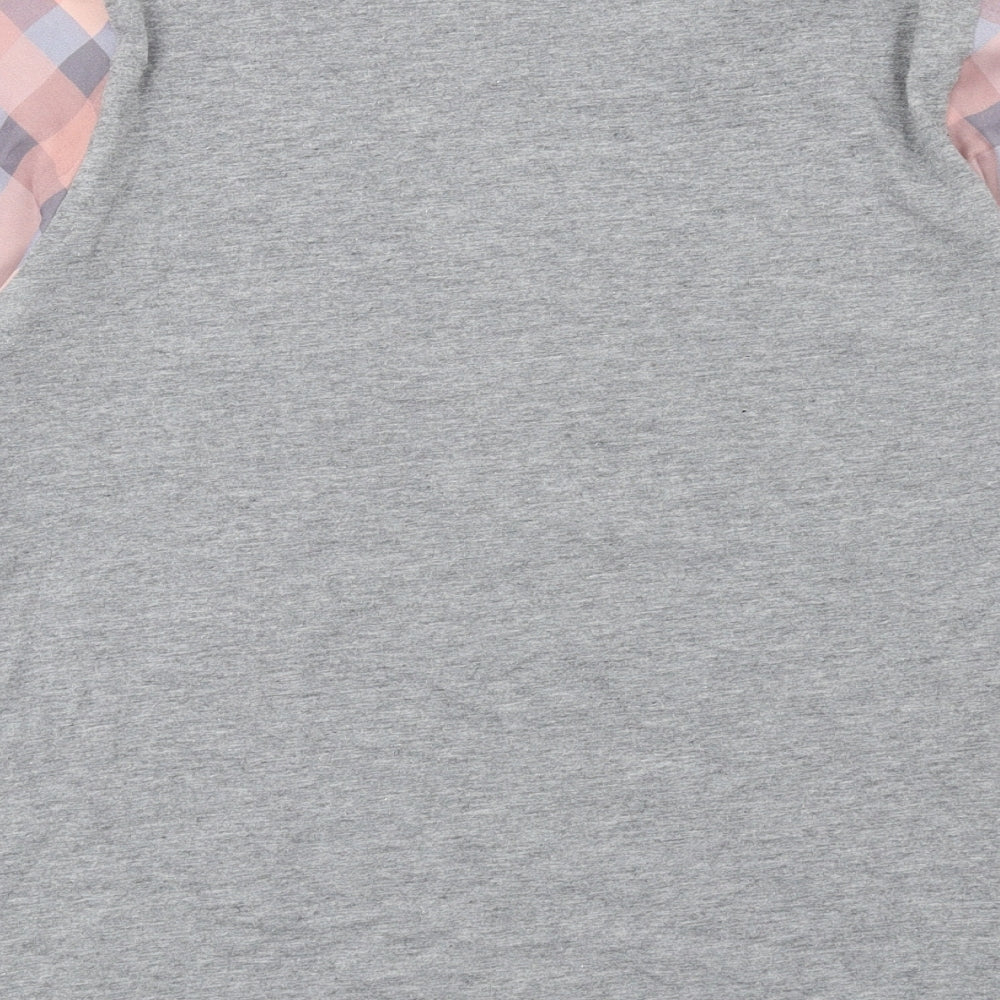 Topshop Womens Multicoloured Plaid Polyester Basic T-Shirt Size 6 Round Neck