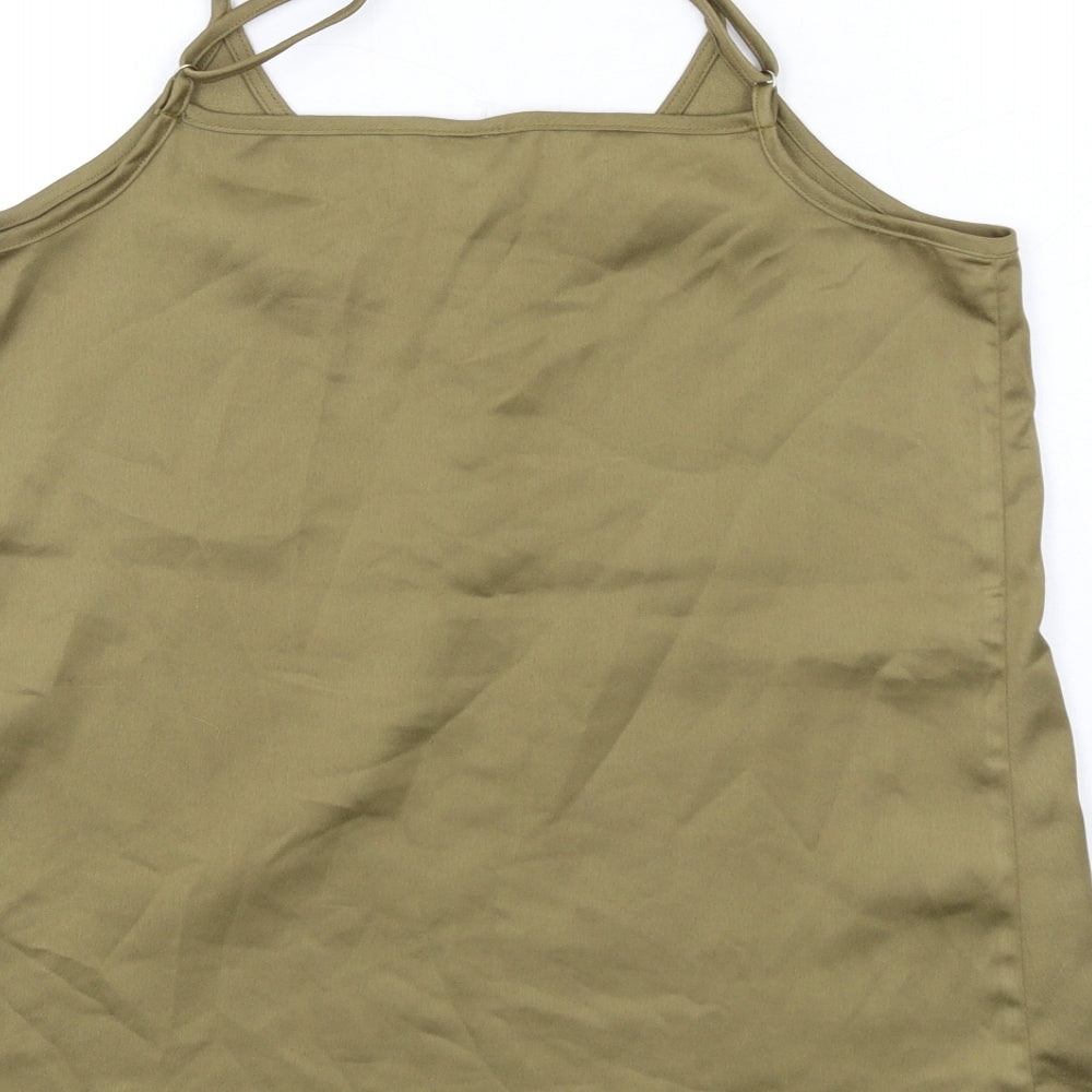 River Island Womens Green Polyester Camisole Tank Size 8 V-Neck - Button Detail
