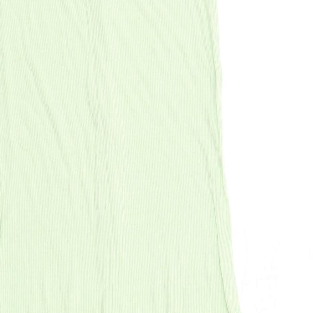 Brave Soul Womens Green Viscose Bodycon Size S Scoop Neck Pullover - Button Detail