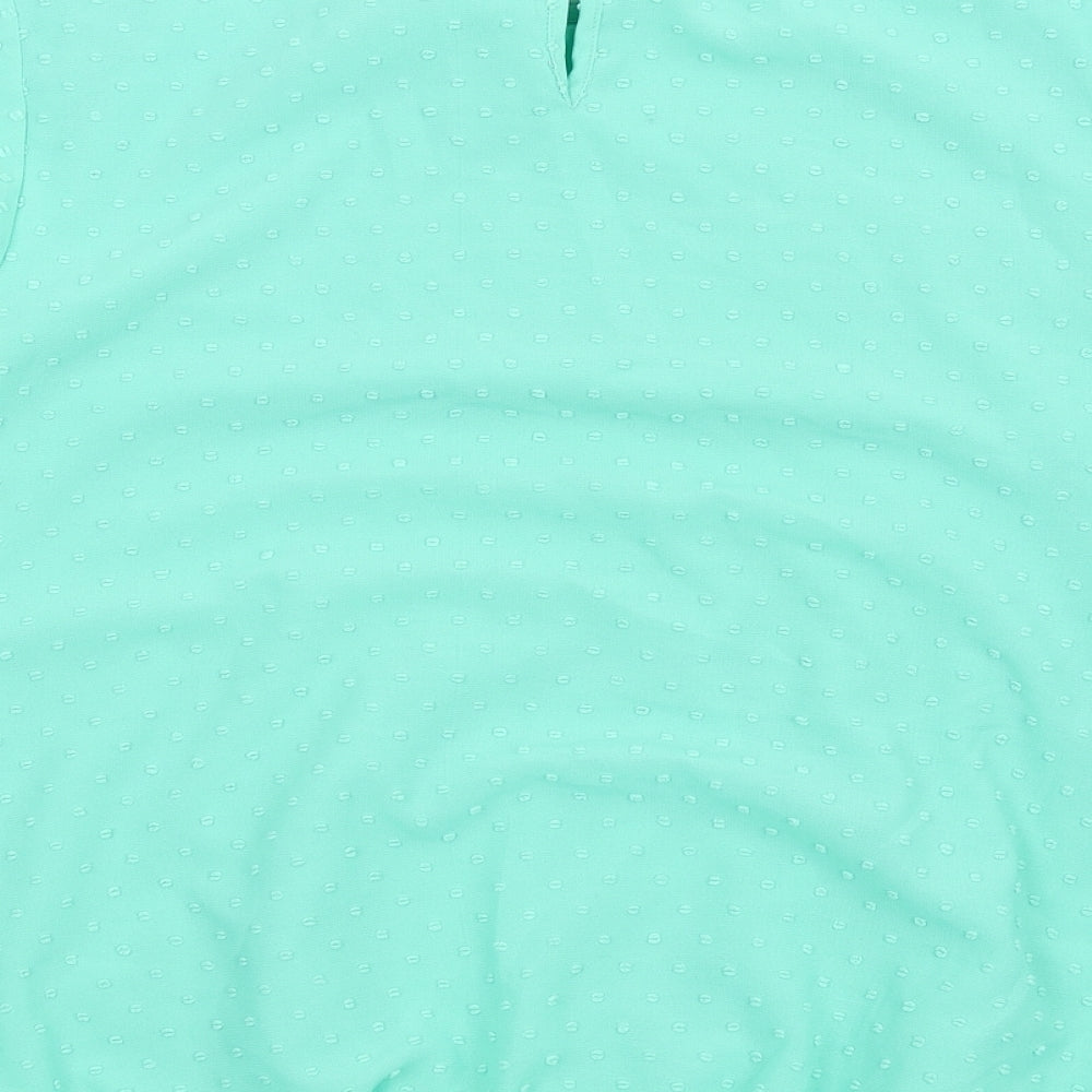Cotton Traders Womens Green Polyester Basic Blouse Size 16 Round Neck - Crochet Trims