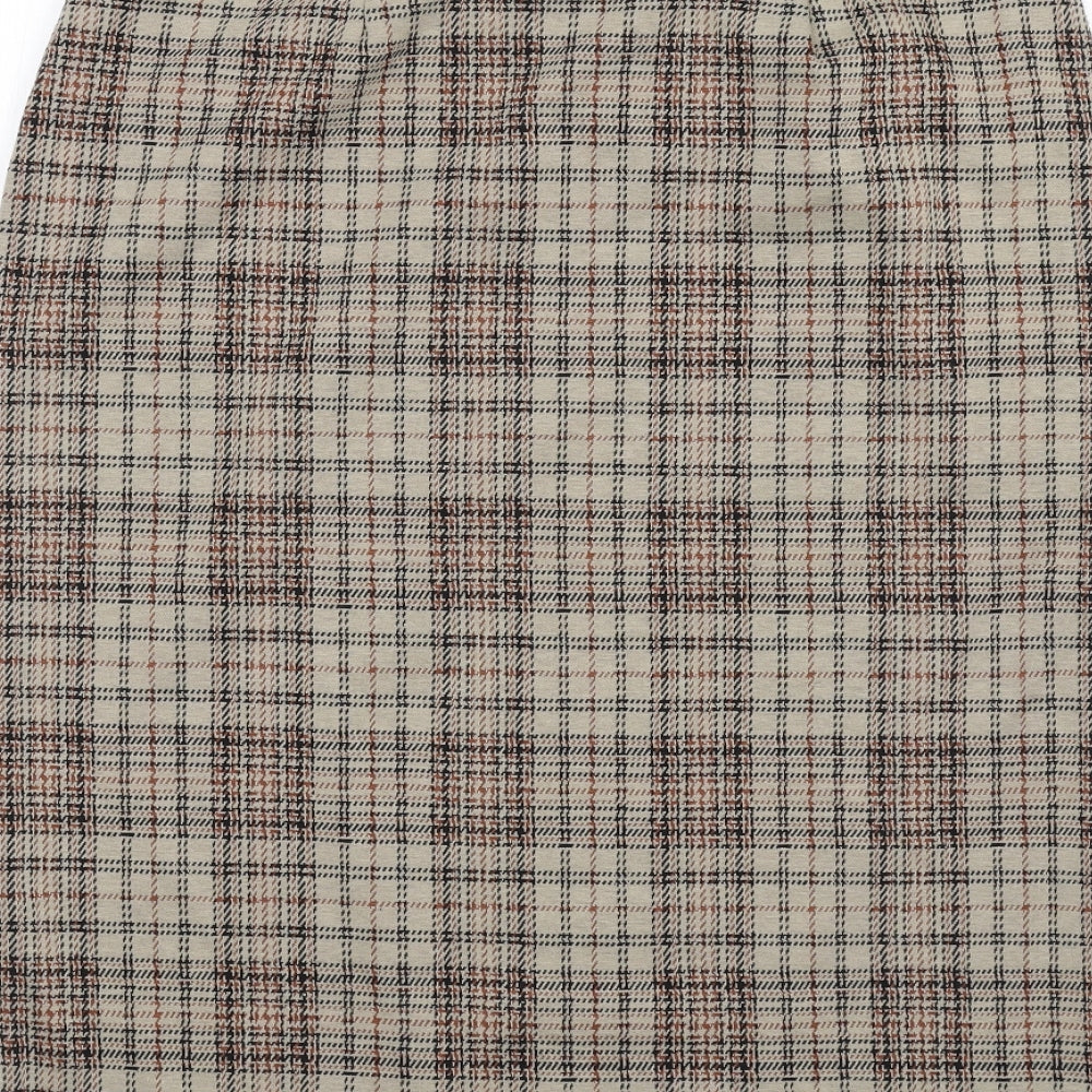 Max Studio Womens Brown Plaid Polyester Straight & Pencil Skirt Size S