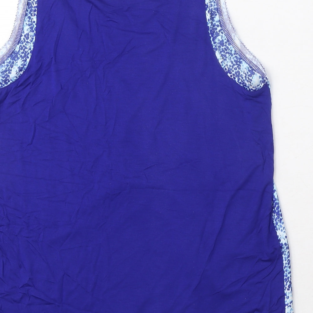 Marks & Spencer Womens Blue Geometric Polyester Basic Tank Size 8 Boat Neck