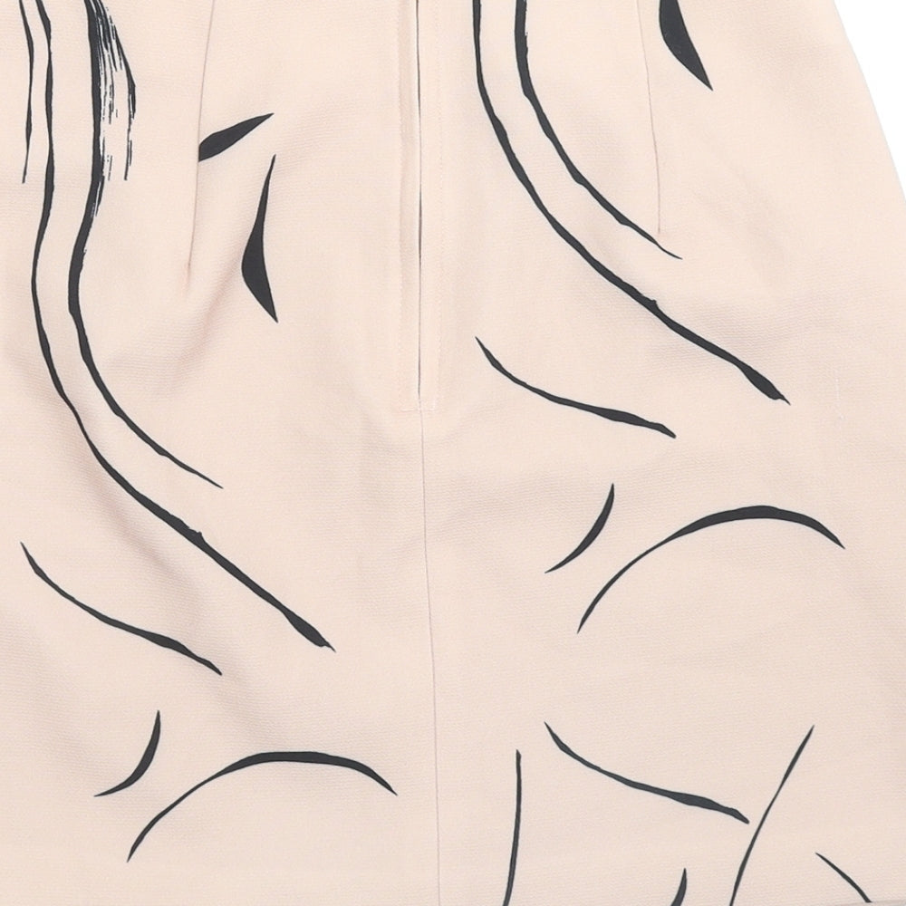 Keepsake Womens Beige Geometric Polyester A-Line Skirt Size S Zip