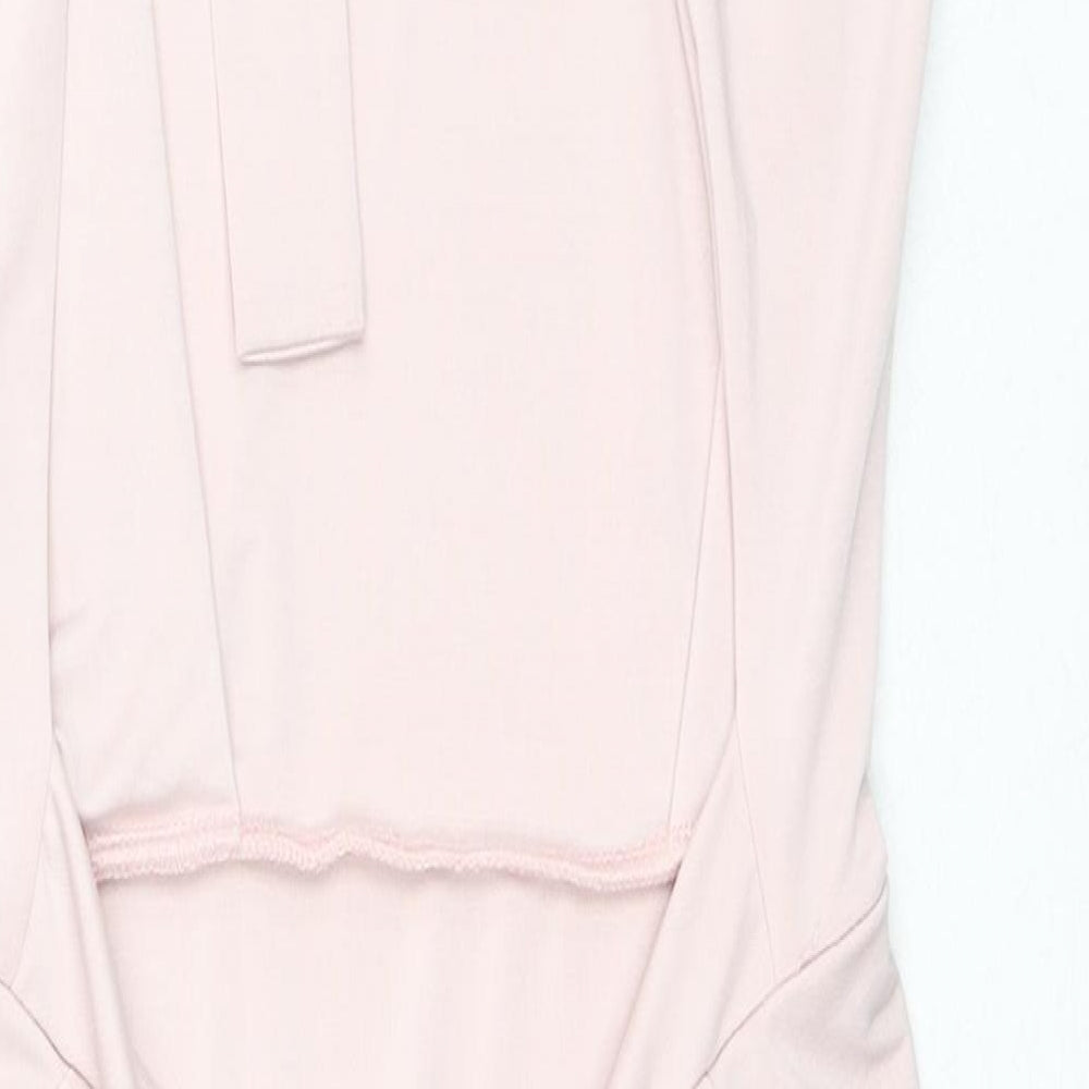 Saint Genies Womens Pink Polyester Bodycon Size 10 Square Neck Tie - Strapless