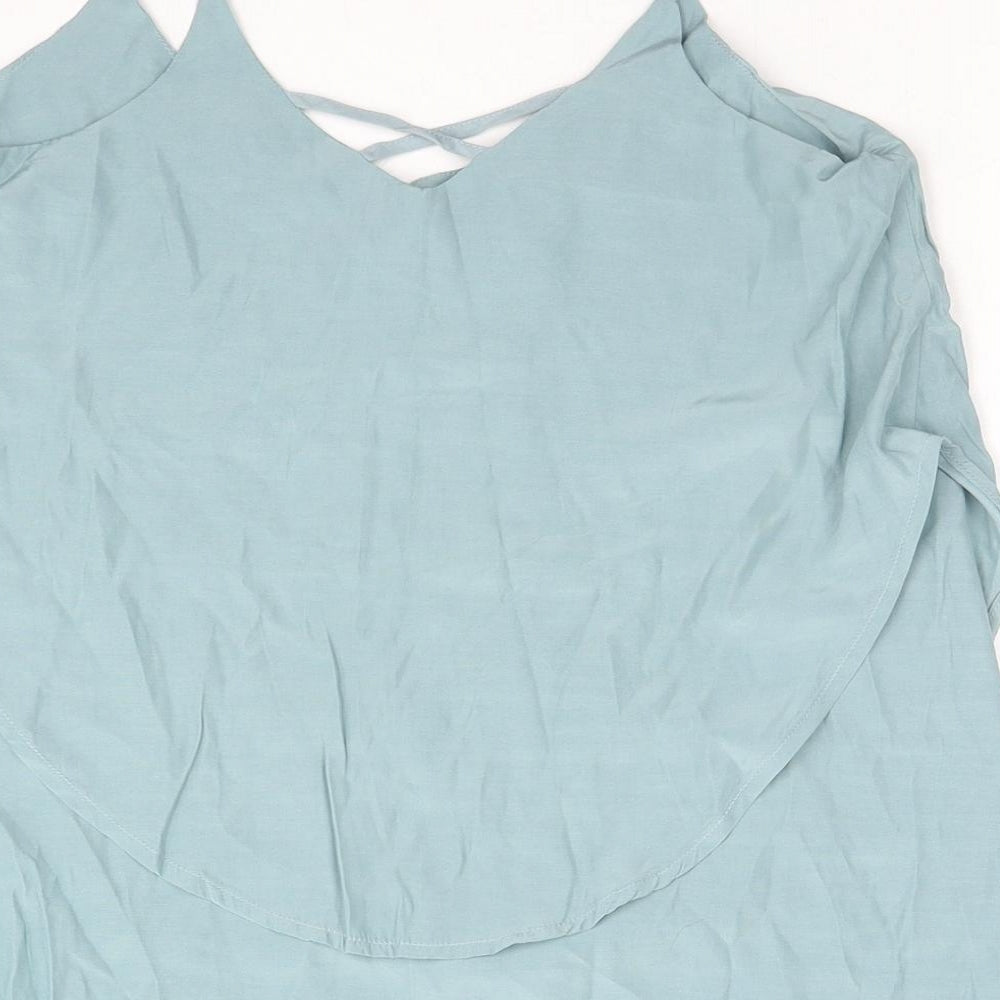 NUMPH Womens Blue Viscose Basic Tank Size 6 Round Neck