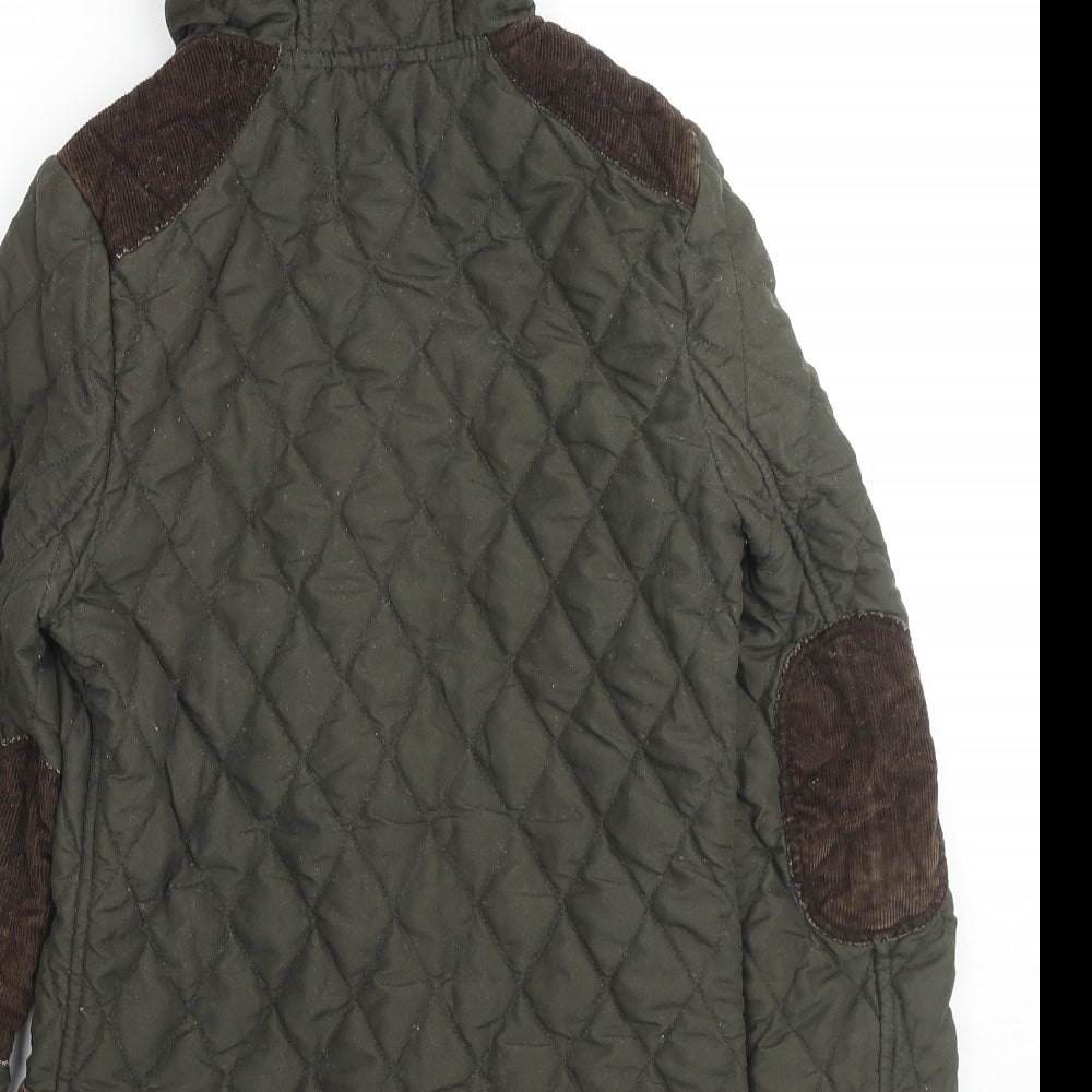 ASOS Womens Green Quilted Coat Size 6 Button