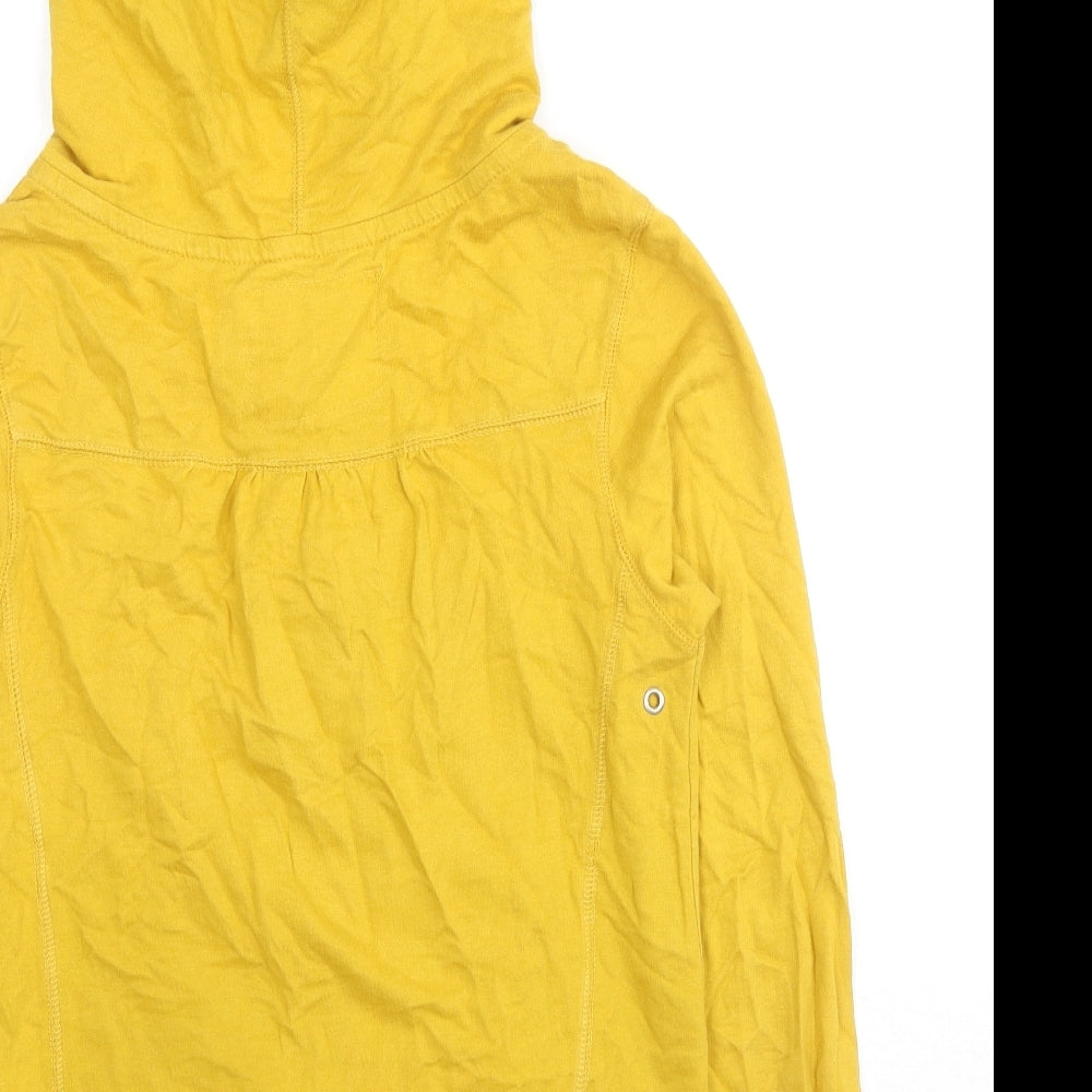 River Island Womens Yellow Cotton Pullover Hoodie Size 10 Button - Button Up