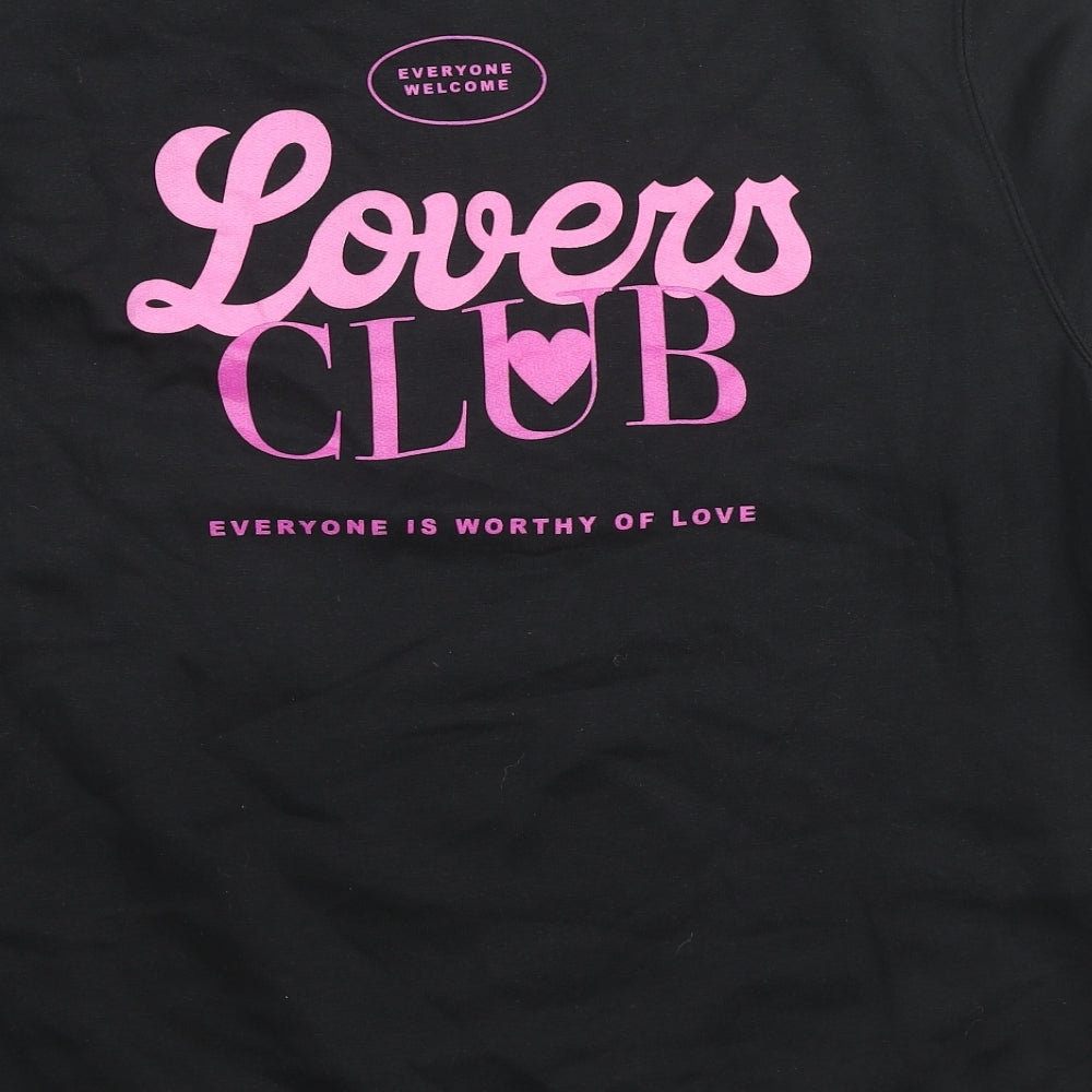Boohoo Womens Black Cotton Pullover Sweatshirt Size XL Pullover - Lovers Club, Unisex