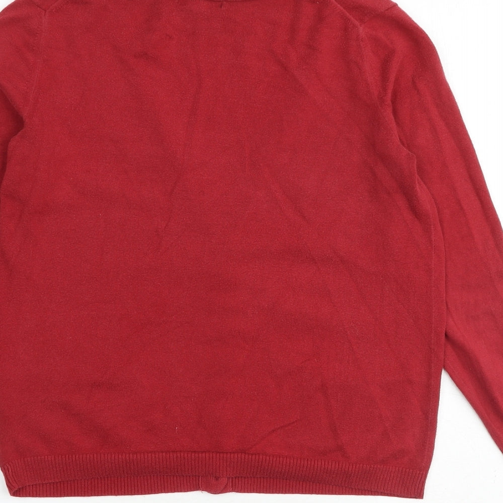 Gap Womens Red V-Neck Polyester Cardigan Jumper Size XS