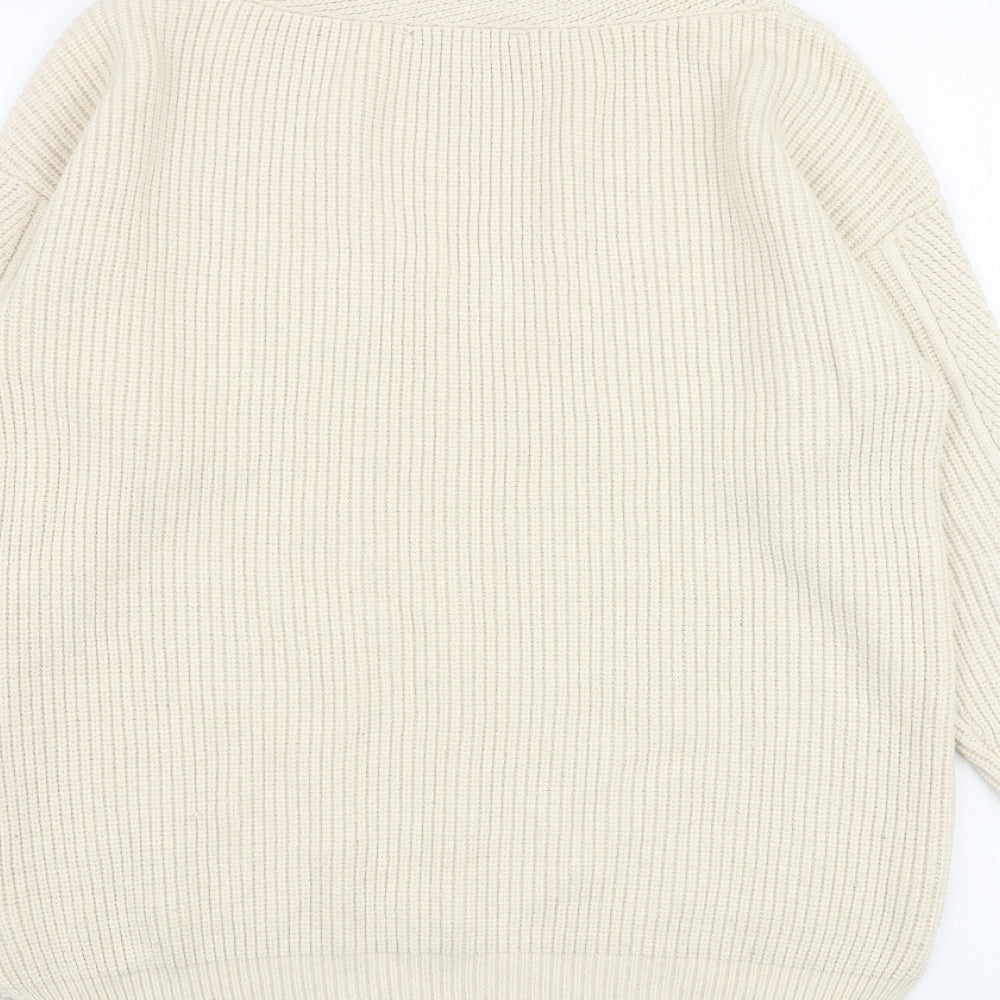 NEXT Womens Beige V-Neck Viscose Pullover Jumper Size XS