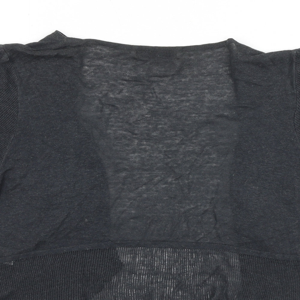 Marks & Spencer Womens Grey V-Neck Linen Cardigan Jumper Size 16