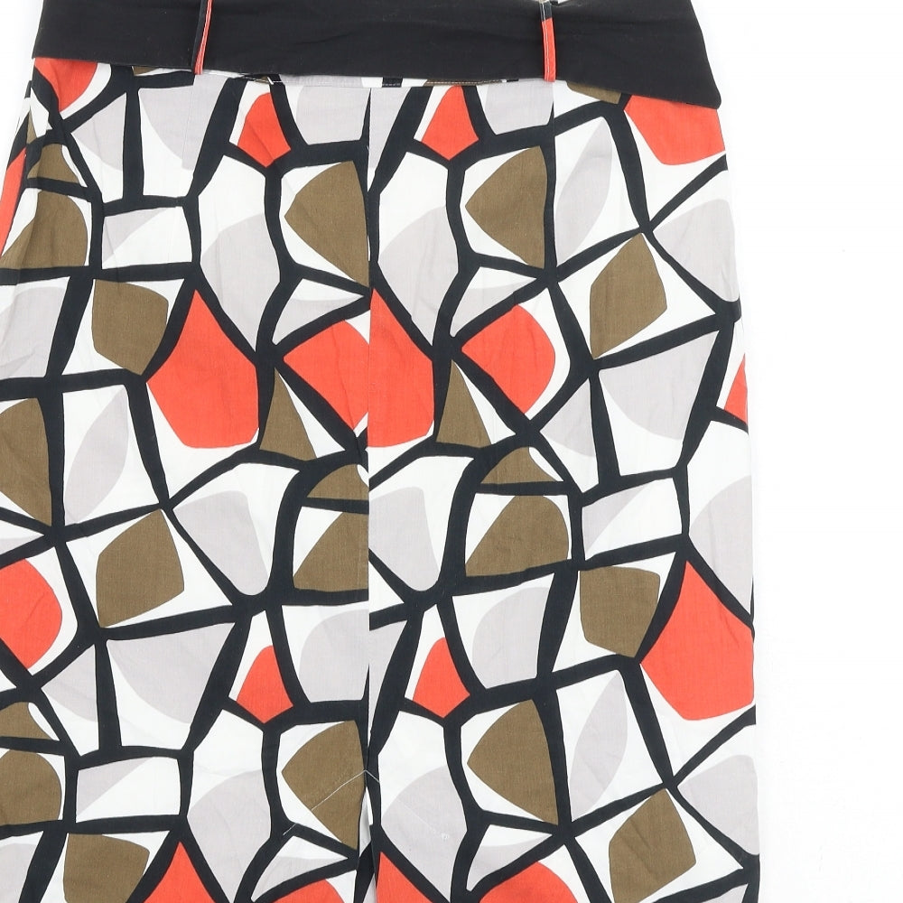 Marks & Spencer Womens Multicoloured Geometric Cotton A-Line Skirt Size 10 Tie