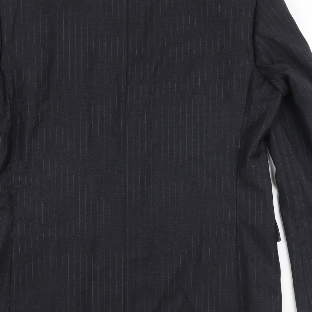 Samuel Windsor Mens Grey Striped Wool Jacket Blazer Size 40 Regular - Inside pockets