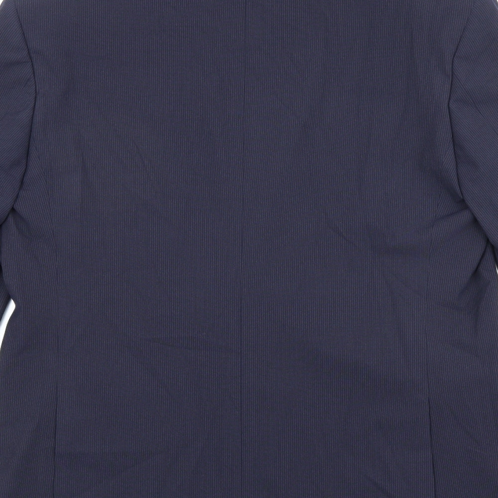 Marks & Spencer Mens Blue Striped Polyester Jacket Suit Jacket Size 42 Regular