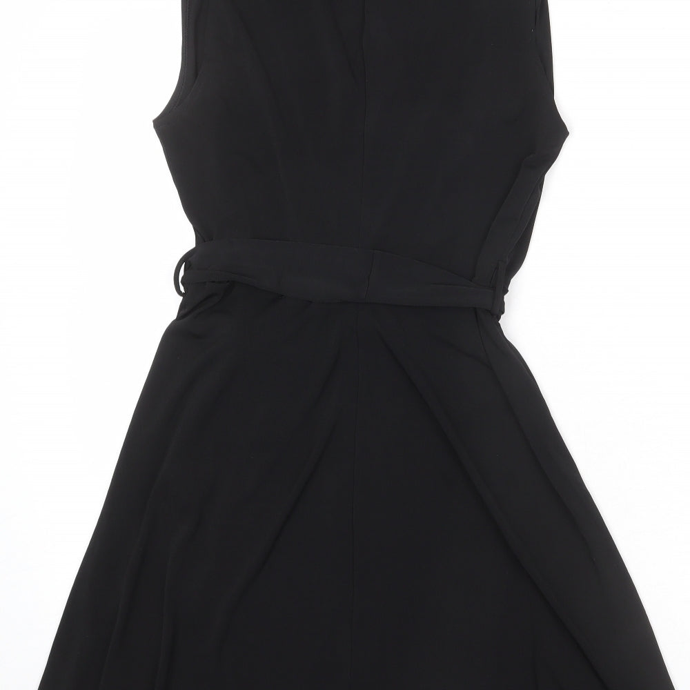 Mango Womens Black Polyester Tank Dress Size M V-Neck Pullover - Belted
