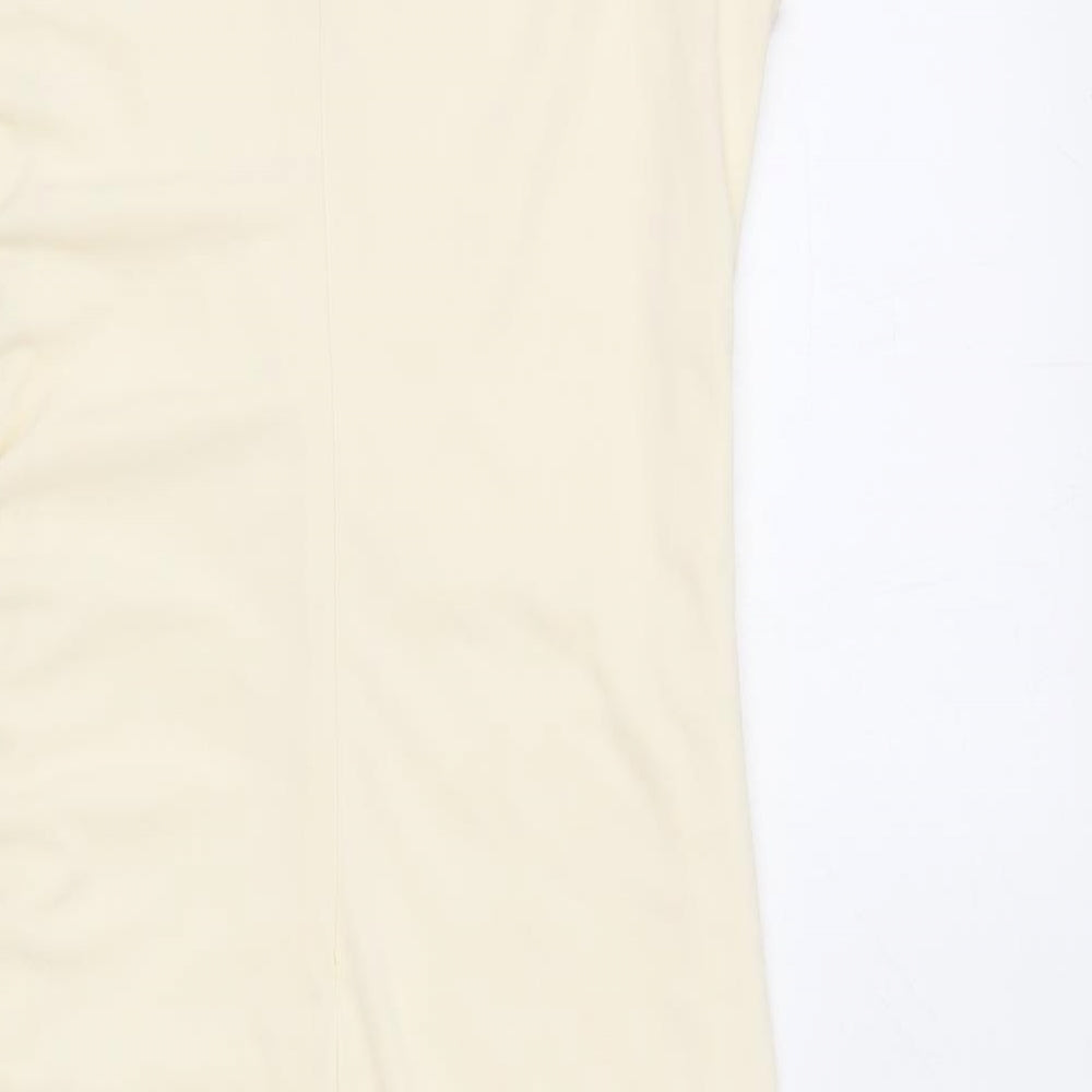 Zara Womens Beige Polyester Bodycon Size S Roll Neck Zip - Ruched Sides