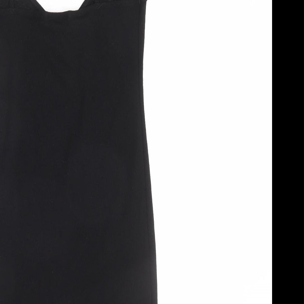 Topshop Womens Black Polyester Bodycon Size 12 V-Neck Pullover - Mini