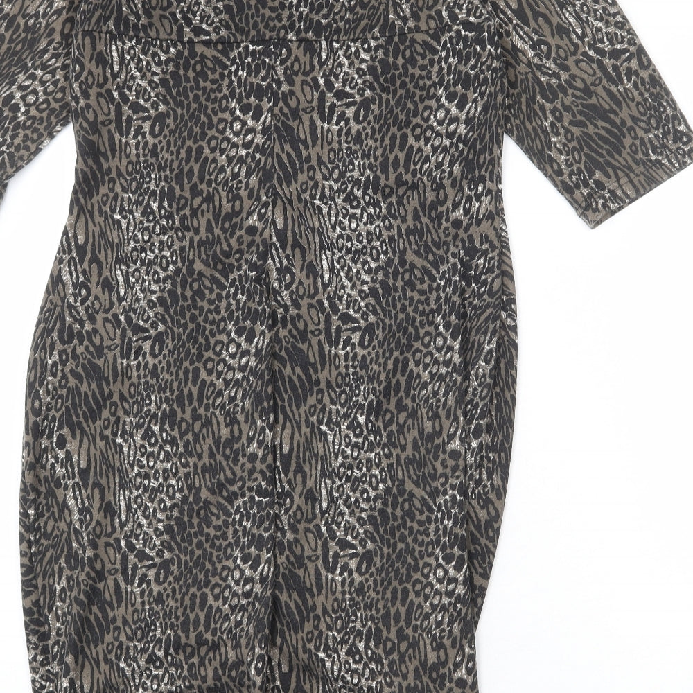 Scarlett & Jo Womens Multicoloured Animal Print Polyester Bodycon Size 16 V-Neck Pullover - Leopard Print
