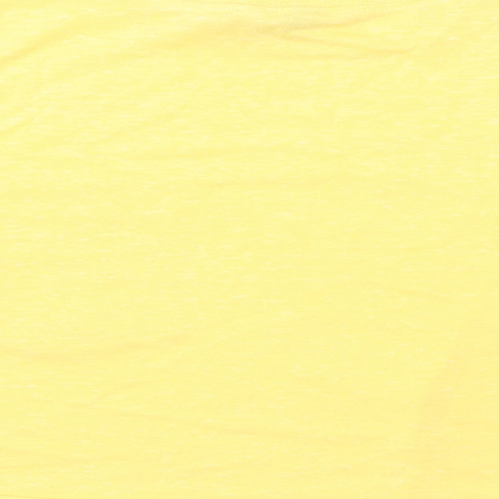 ASOS Womens Yellow Polyester Cropped T-Shirt Size 6 Round Neck
