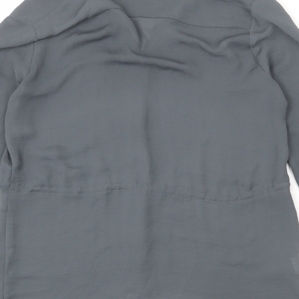 Mango Womens Green Polyester Basic Blouse Size S Collared - Drawstring Waist