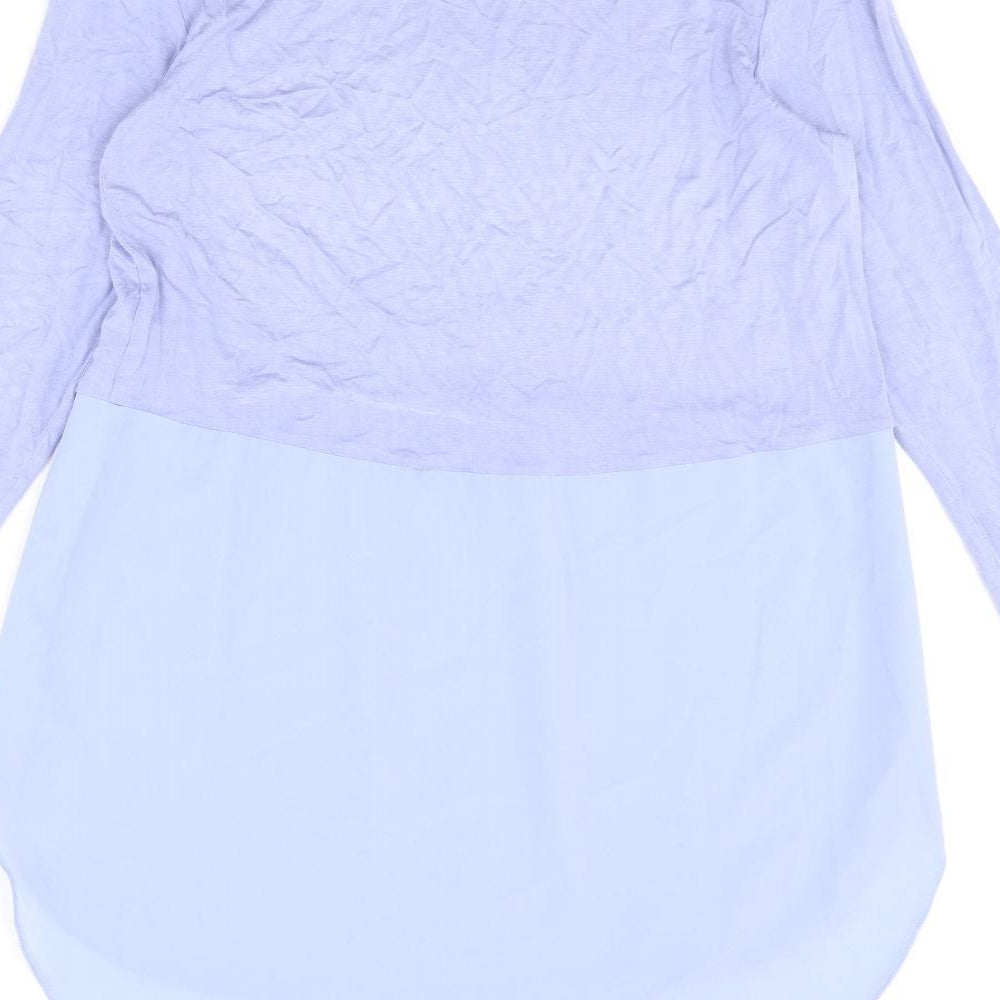 Phase Eight Womens Blue Viscose Tunic Blouse Size 10 Scoop Neck