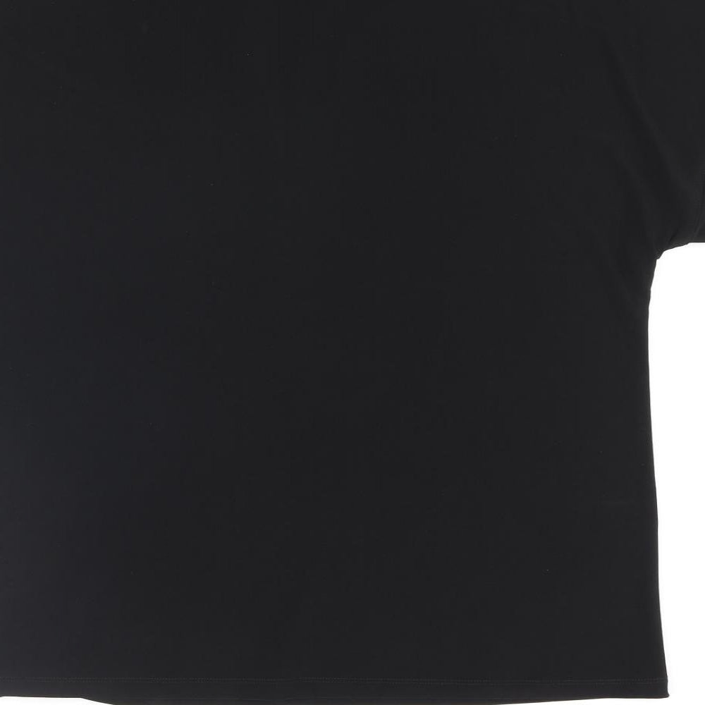Anne Klein Womens Black Polyester Basic T-Shirt Size L V-Neck - Pocket Logo