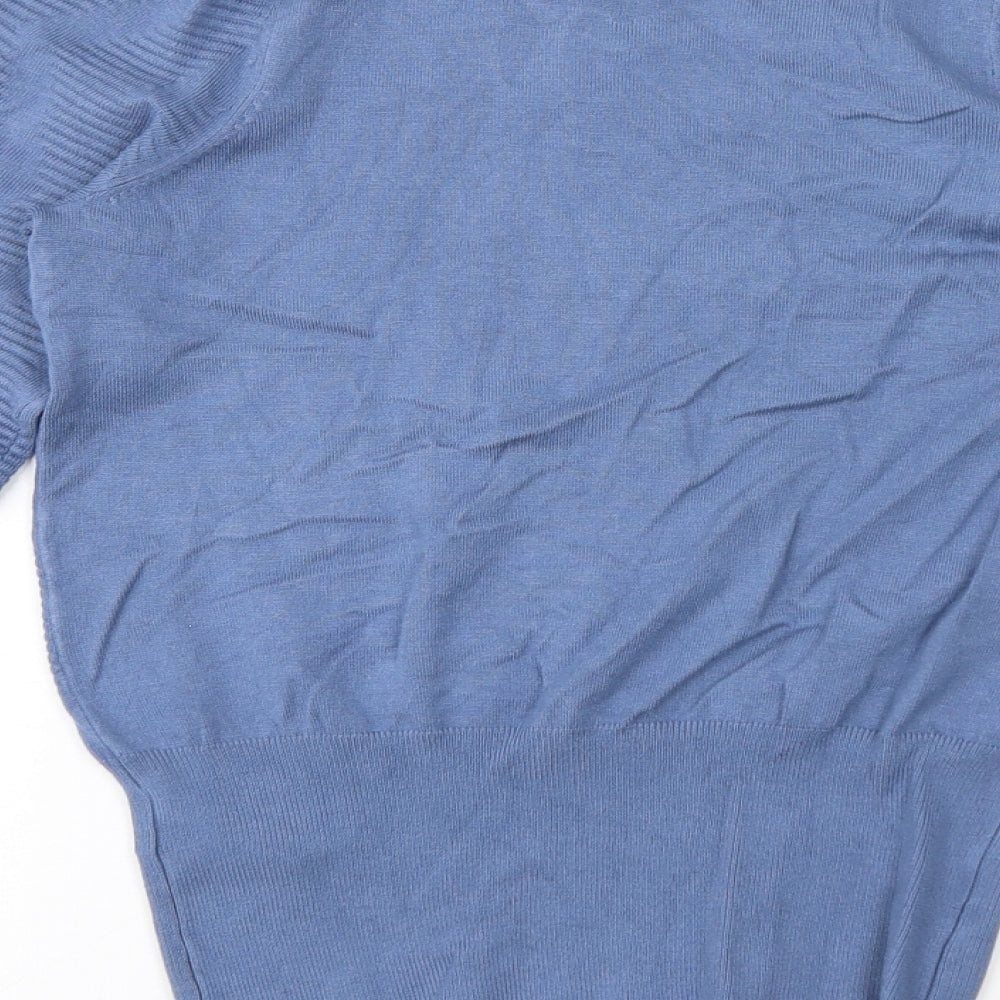Marks & Spencer Womens Blue Crew Neck Viscose Pullover Jumper Size XS