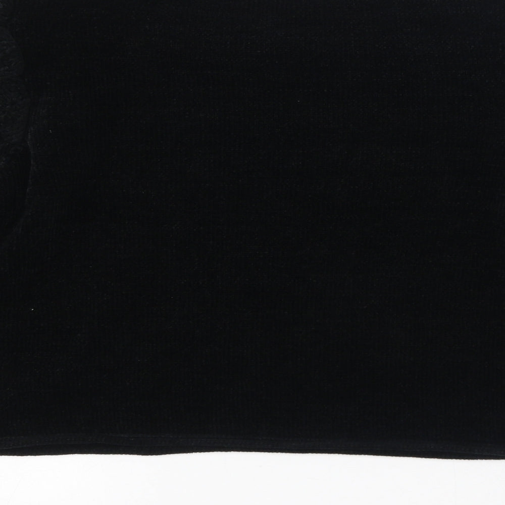 Zara Womens Black Boat Neck Polyester Pullover Jumper Size S - Ruffle detail on shoulder