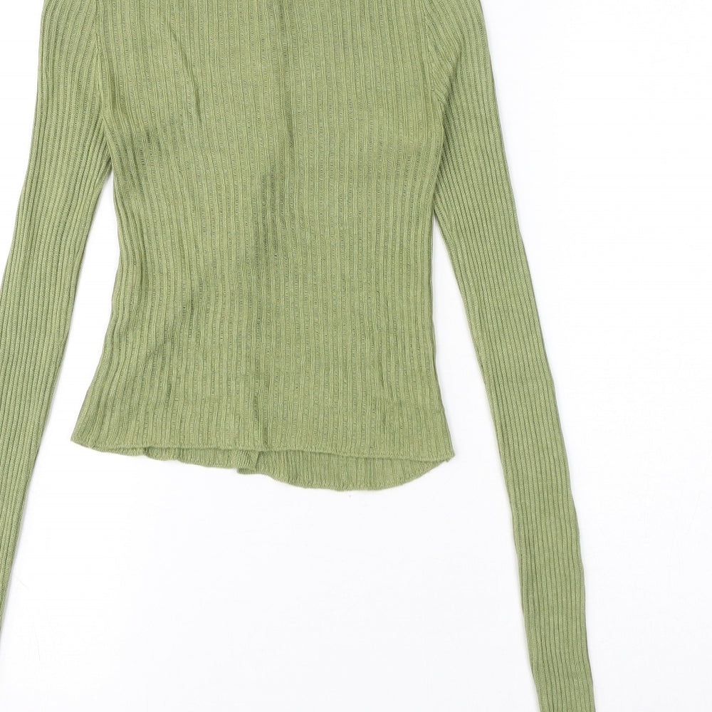 PRETTYLITTLETHING Womens Green Collared Viscose Cardigan Jumper Size XS