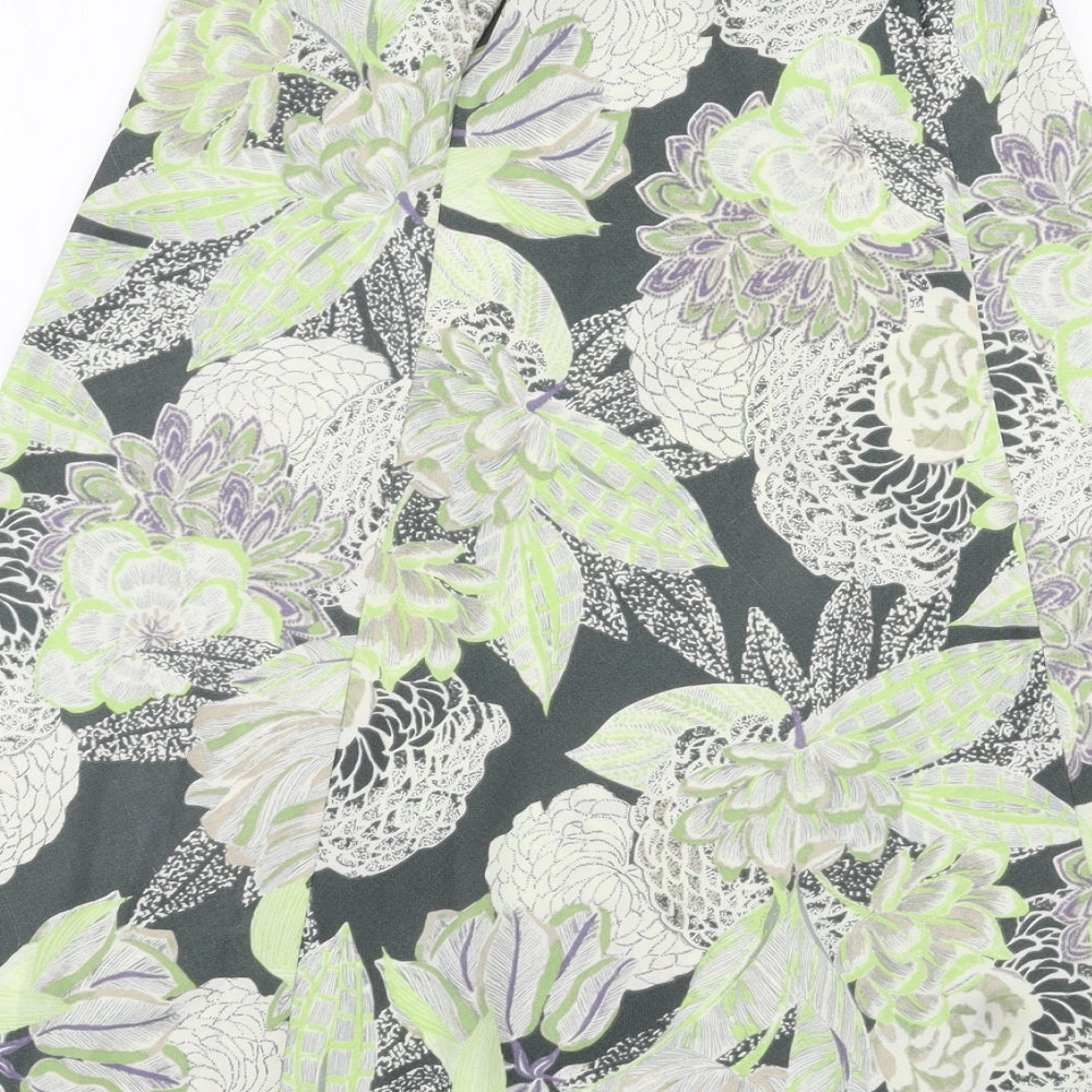 Marks & Spencer Womens Green Floral Polyester A-Line Skirt Size 8