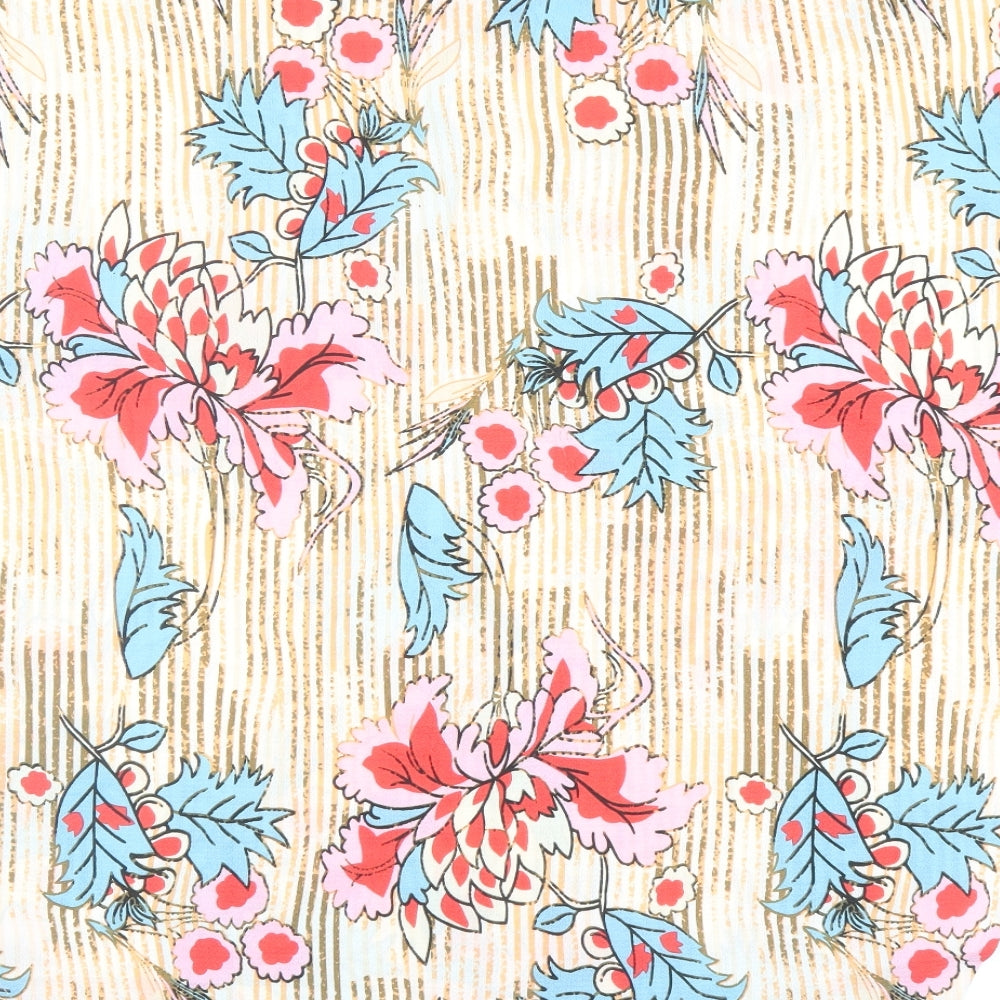 Cupshe Womens Multicoloured Geometric Polyester Basic Button-Up Size S Collared - Striped Floral