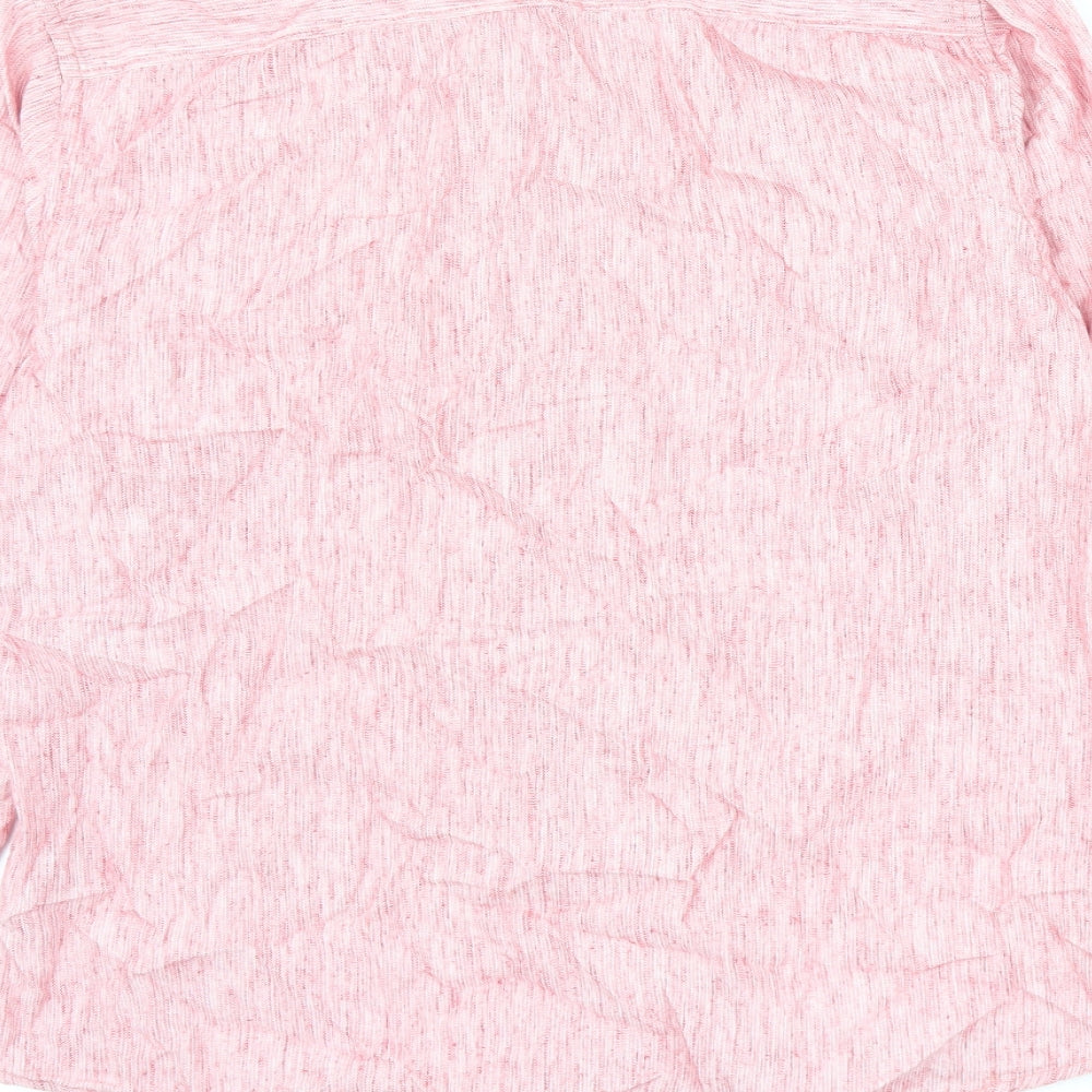 Net Play Mens Pink Cotton Button-Up Size 40 Mock Neck Button