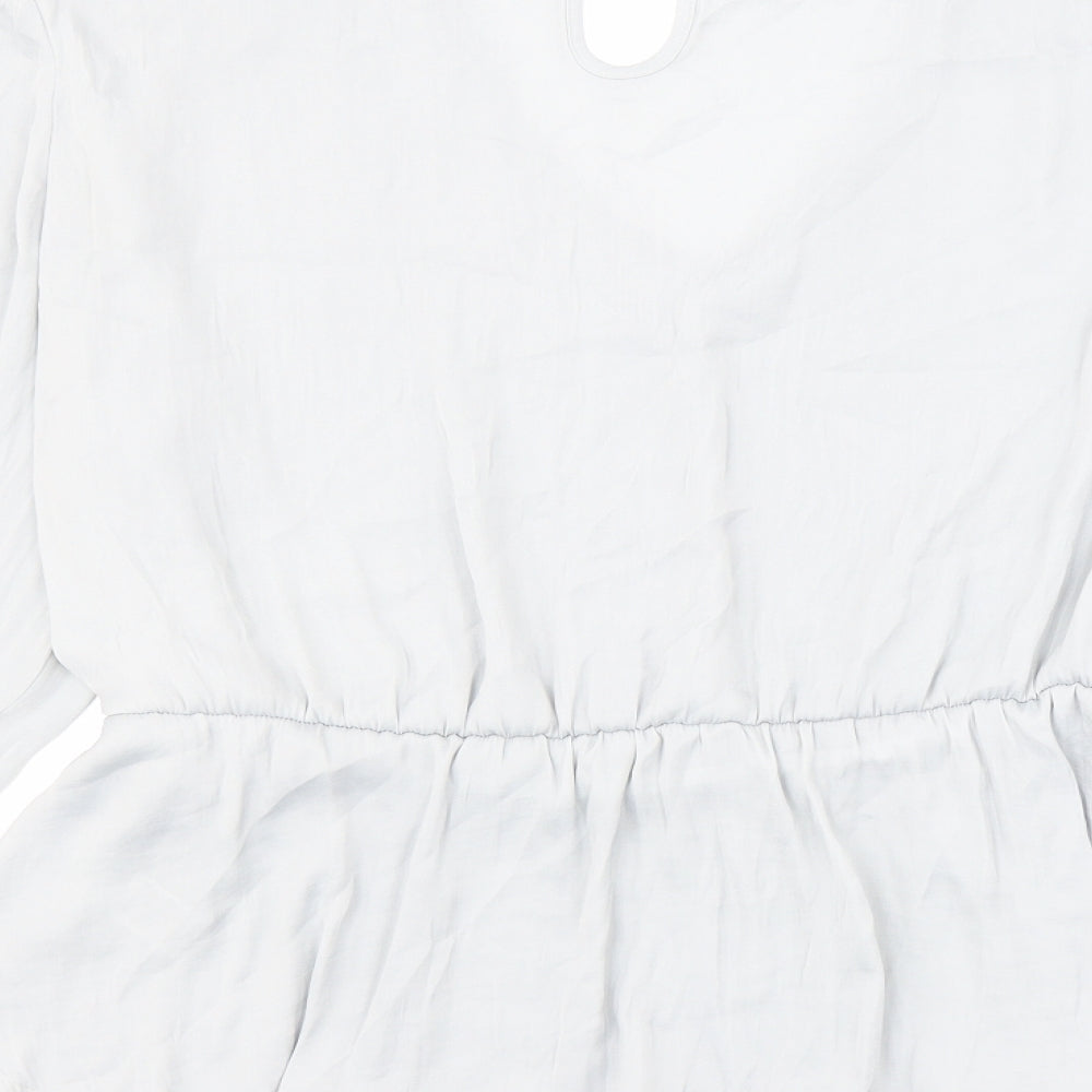 Marks & Spencer Womens Blue Polyester Basic Blouse Size 18 V-Neck - Elastic Waist