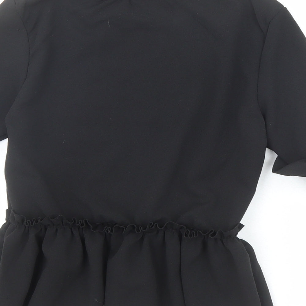 Style Plus Womens Black Polyester Basic Blouse Size 6 Round Neck