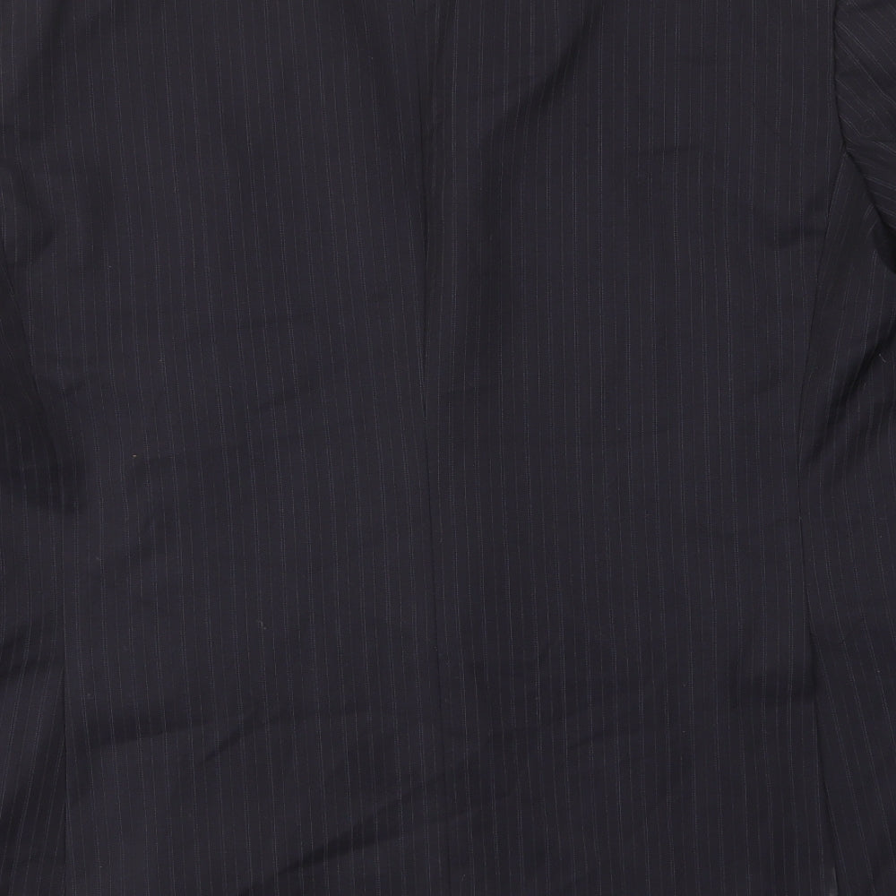 Marks & Spencer Mens Black Striped Wool Jacket Suit Jacket Size 48 Regular - Inside pockets