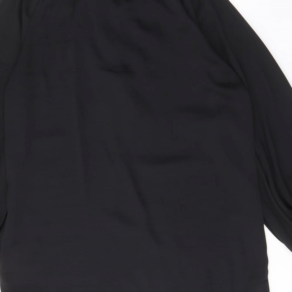 H&M Womens Black Polyester A-Line Size 8 V-Neck Pullover - Tassled, Keyhole neck