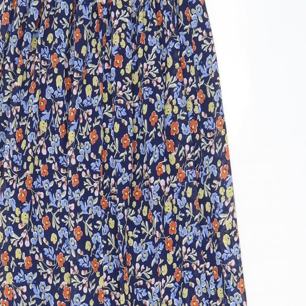 QED London Womens Blue Floral Polyester Maxi Size 6 Sweetheart Pullover - Frill Detail