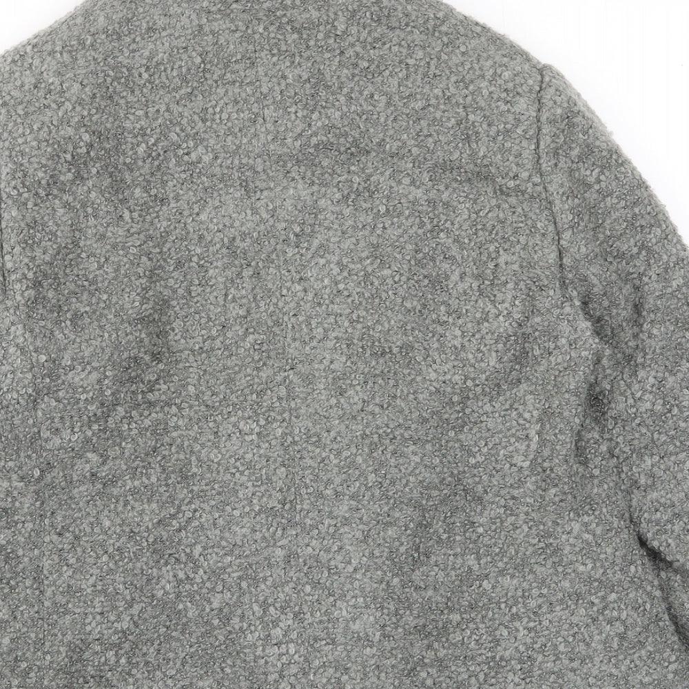 Classic Womens Grey Jacket Size 14 Button - Collared, Pockets