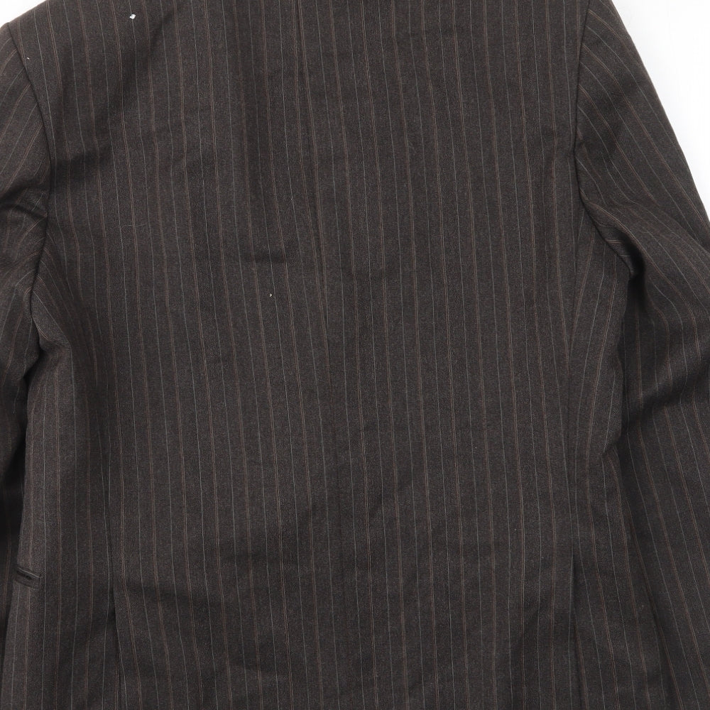 Turo Mens Brown Striped Wool Jacket Suit Jacket Size 40 Regular - Inside pockets