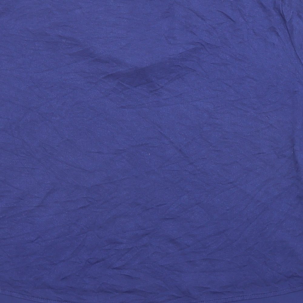 Marks & Spencer Womens Blue Polyester Basic T-Shirt Size 16 Cowl Neck