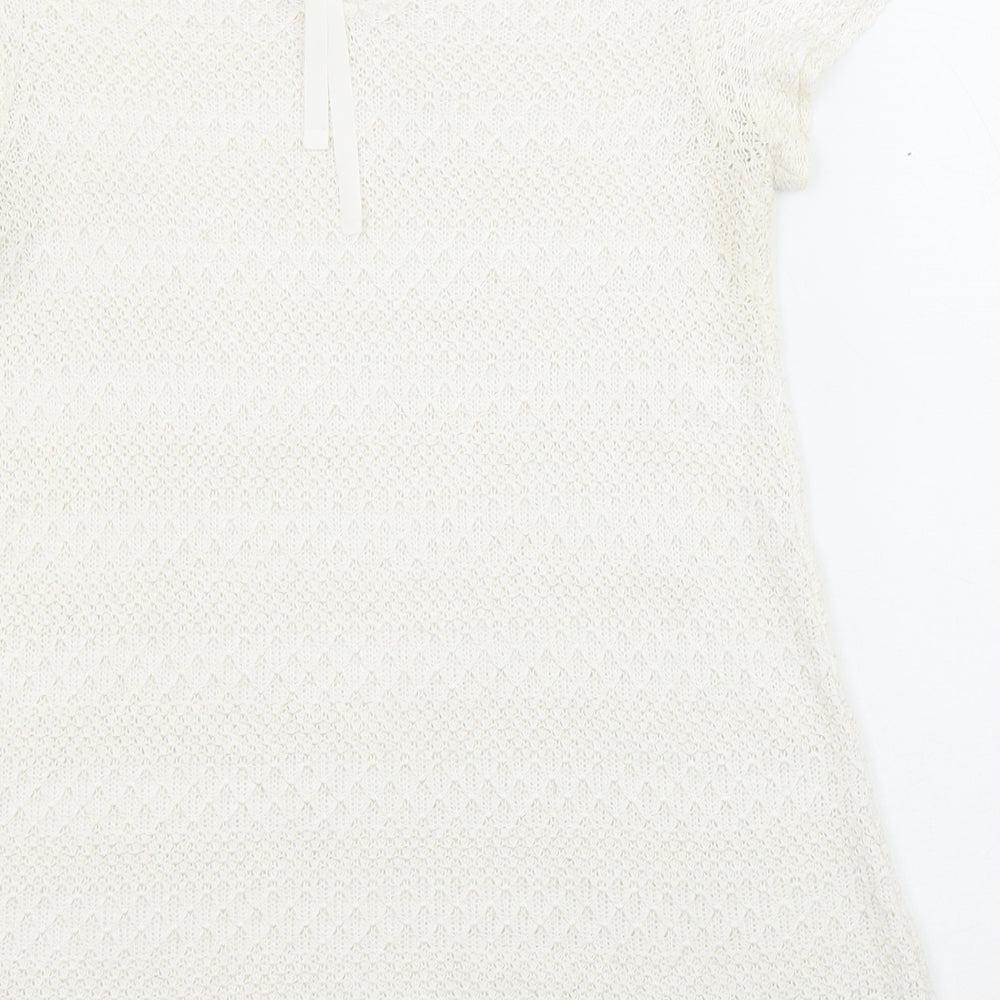 NEXT Womens Ivory Boat Neck Polyester Pullover Jumper Size 12