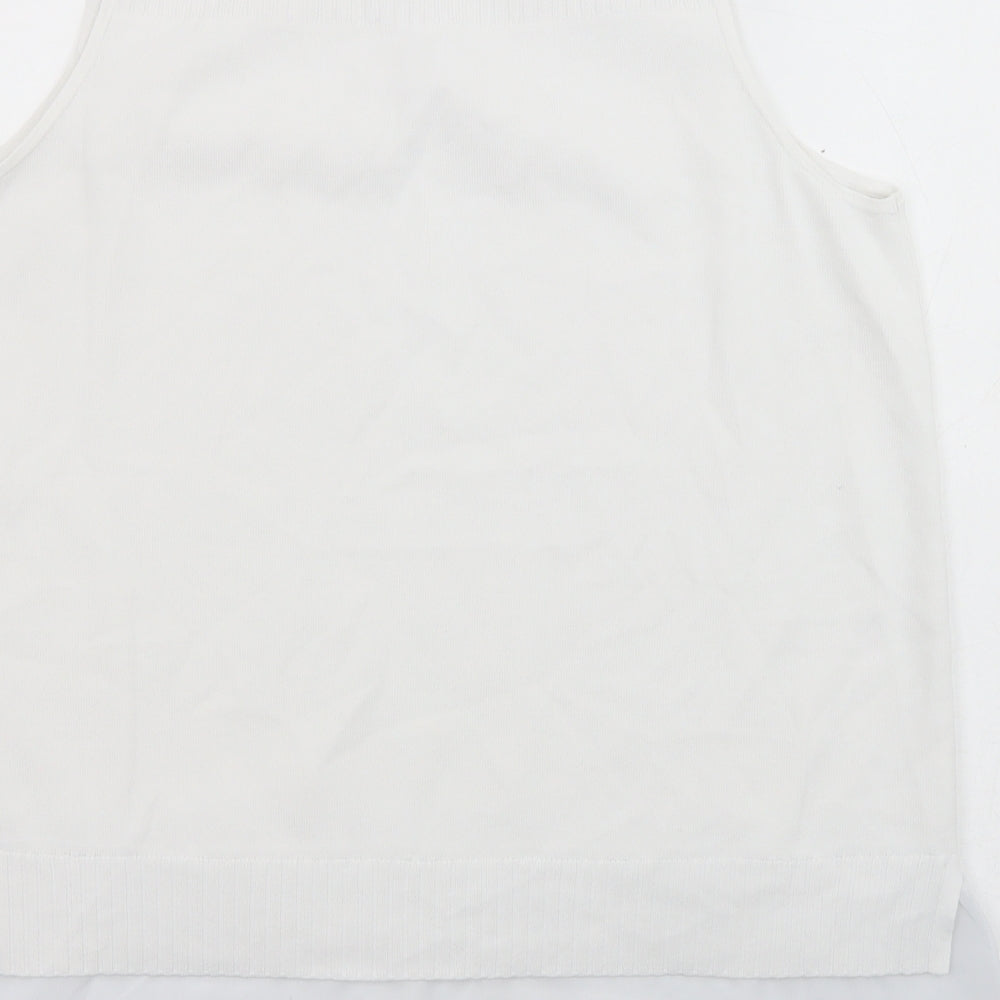 NEXT Womens White Scoop Neck Polyester Pullover Jumper Size L
